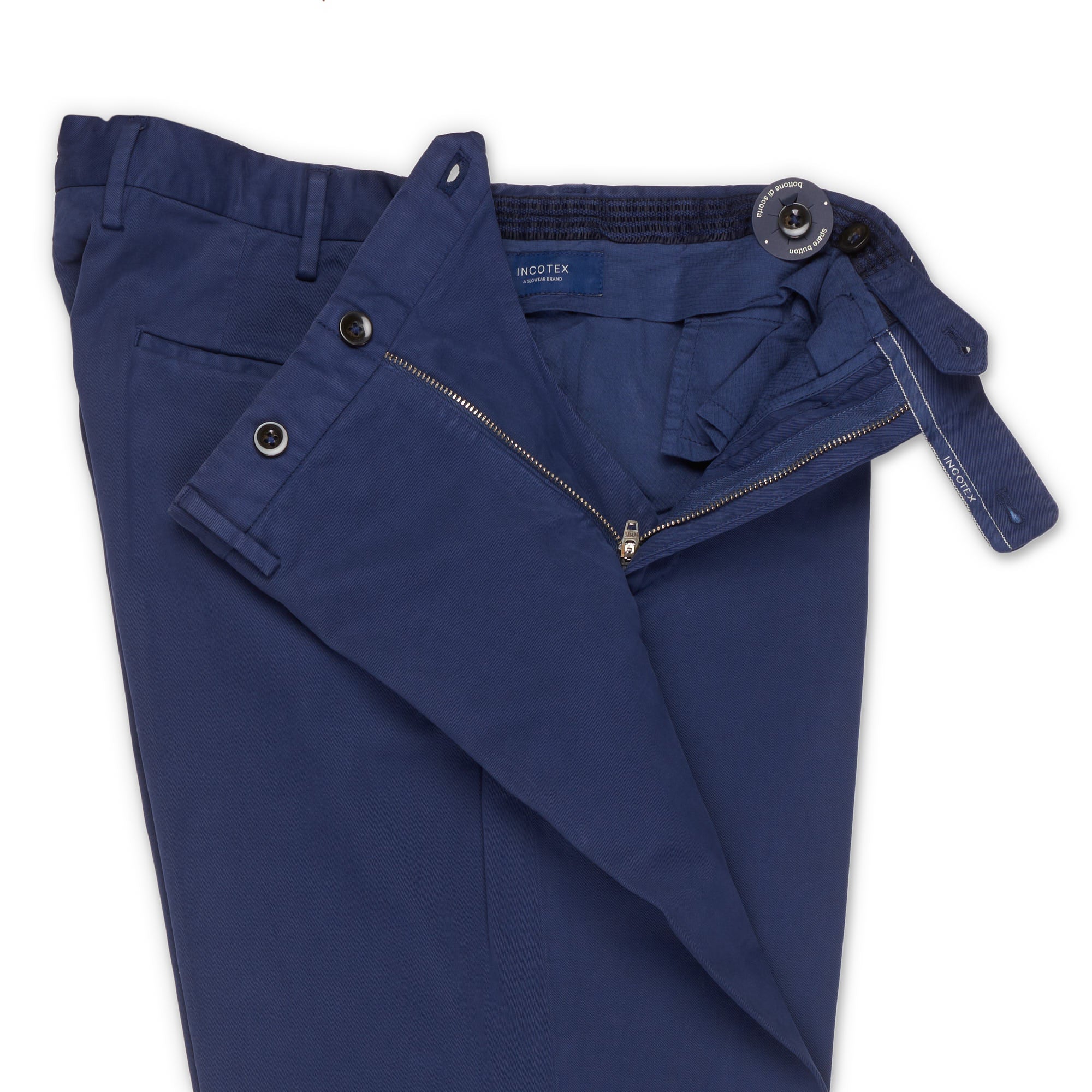 INCOTEX (Slowear) Pattern 82 Blue Cotton Flat Front Chino Pants 52 NEW US 36 Ski INCOTEX