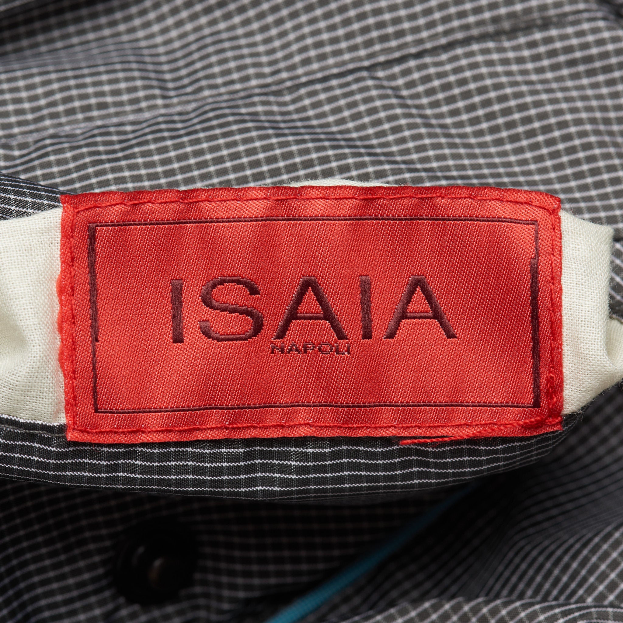 ISAIA Azure Blue Gray Plaid Poly Aqua Canvas Reversible Jacket EU 52 NEW US L ISAIA