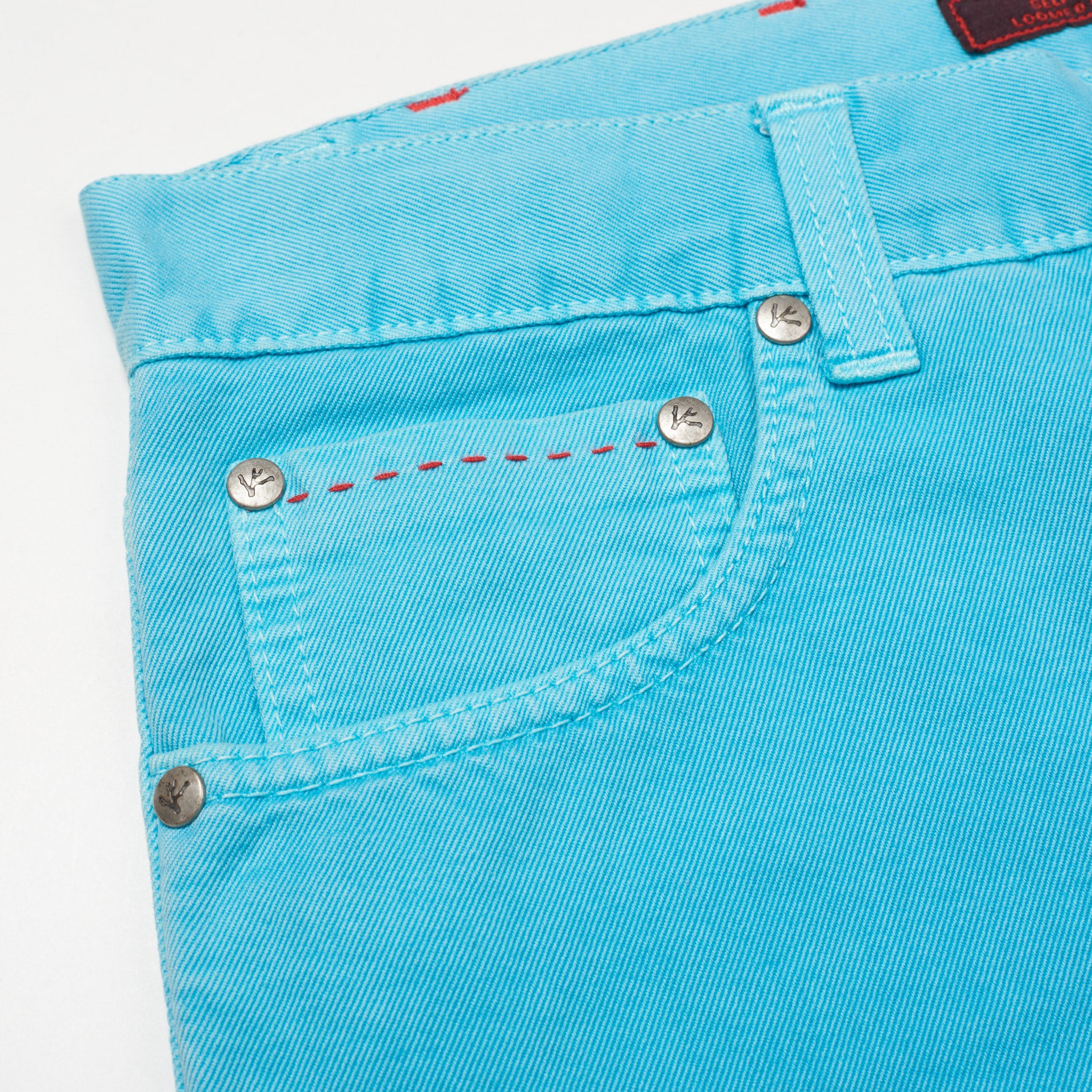 ISAIA Napoli Light Blue Denim Selvedge Jeans Pants NEW US 30 Slim Fit ISAIA