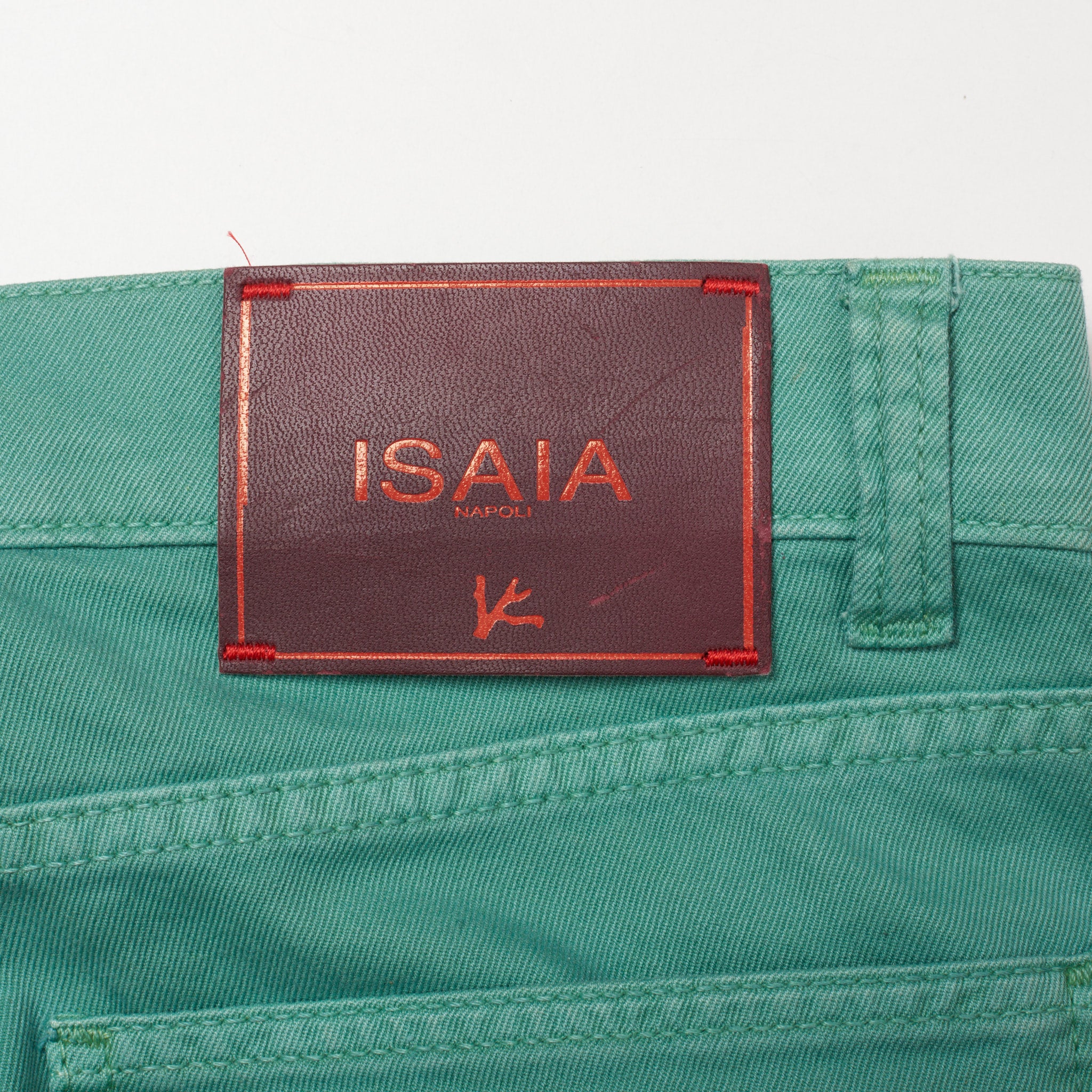 ISAIA Napoli Light Green Stretch Denim Slim Fit Jeans Pants EU 46 NEW US 30 ISAIA