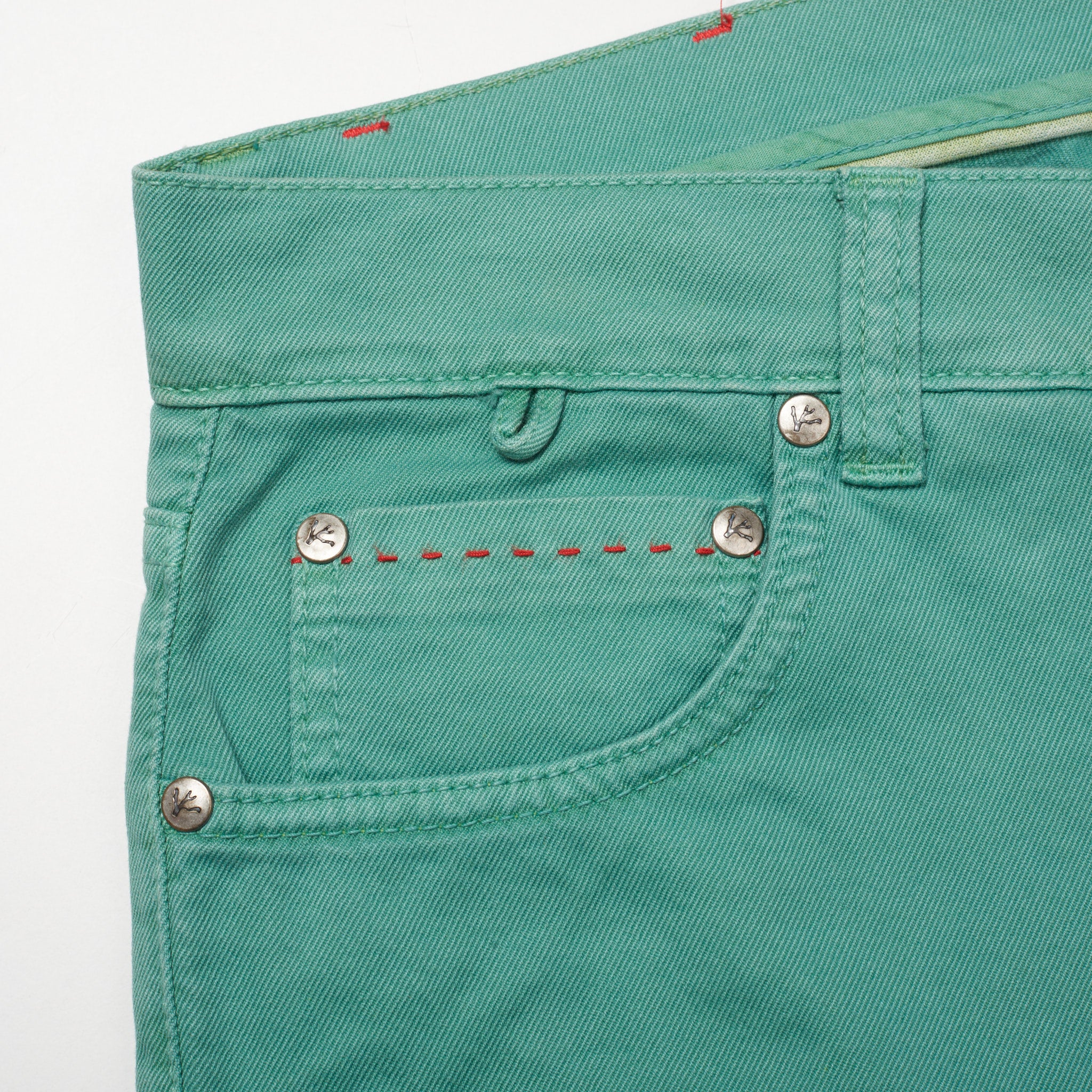 ISAIA Napoli Light Green Stretch Denim Slim Fit Jeans Pants EU 46 NEW US 30 ISAIA