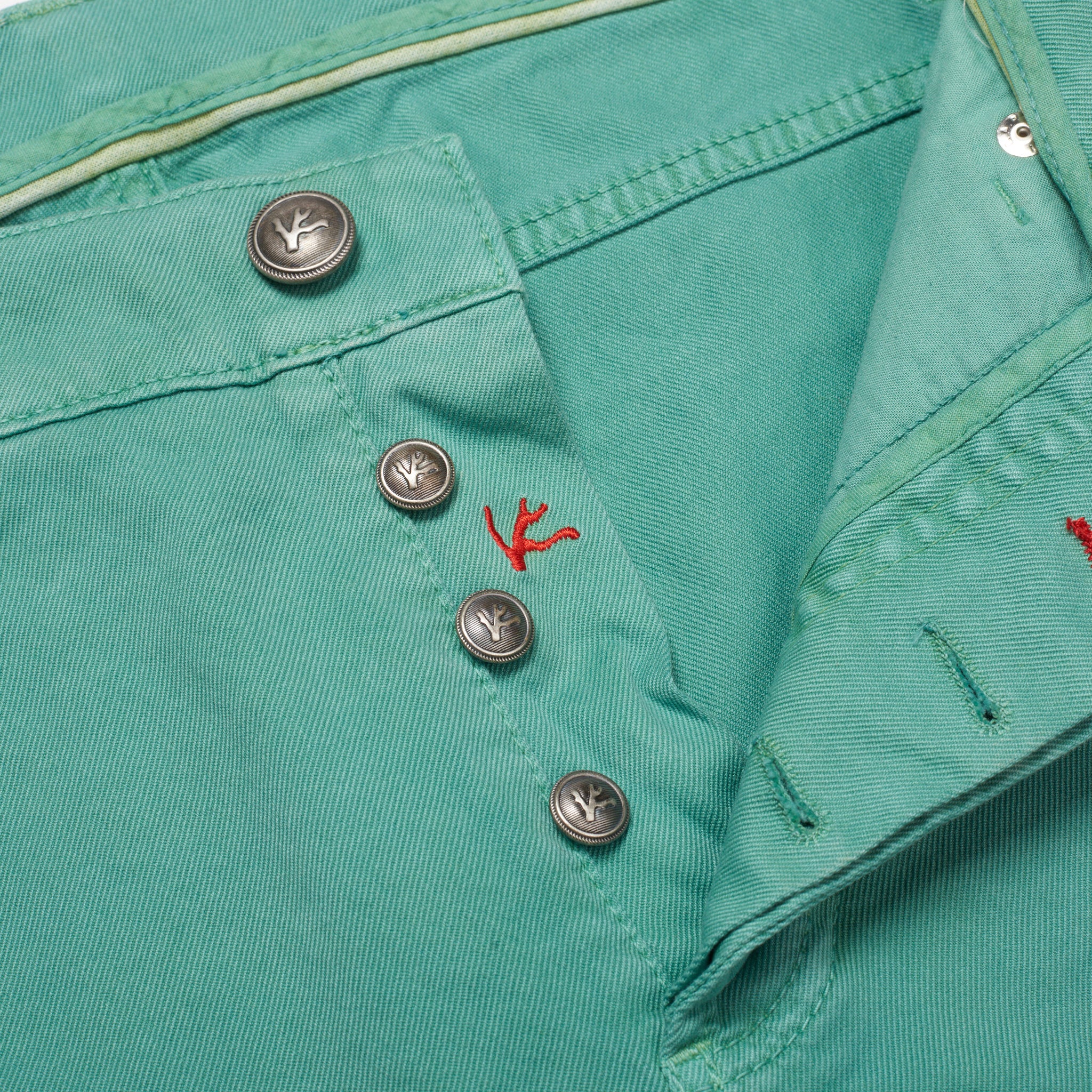 ISAIA Napoli Light Green Stretch Denim Slim Fit Jeans Pants EU 46 NEW US 30 ISAIA