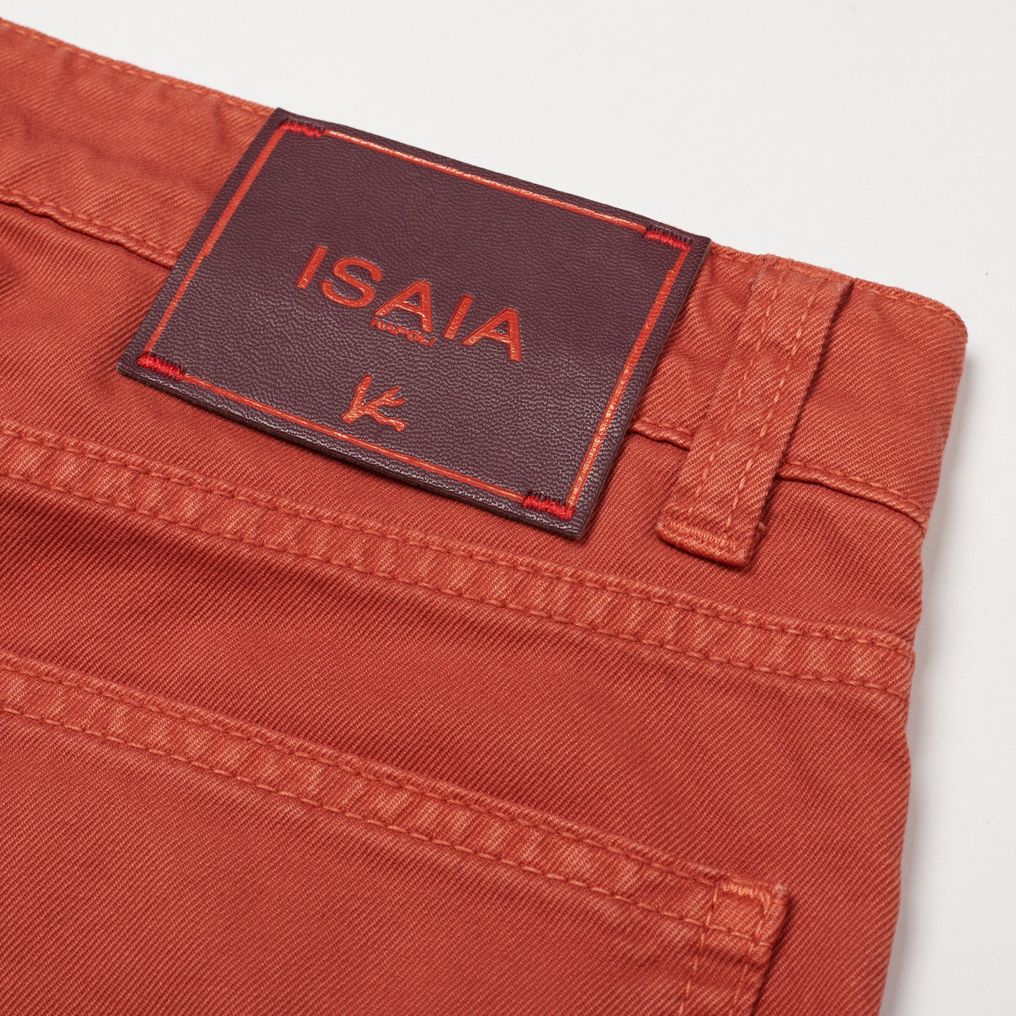 ISAIA Napoli Light Red Stretch Denim Slim Straight Fit Jeans Pants 48 NEW US 32 ISAIA