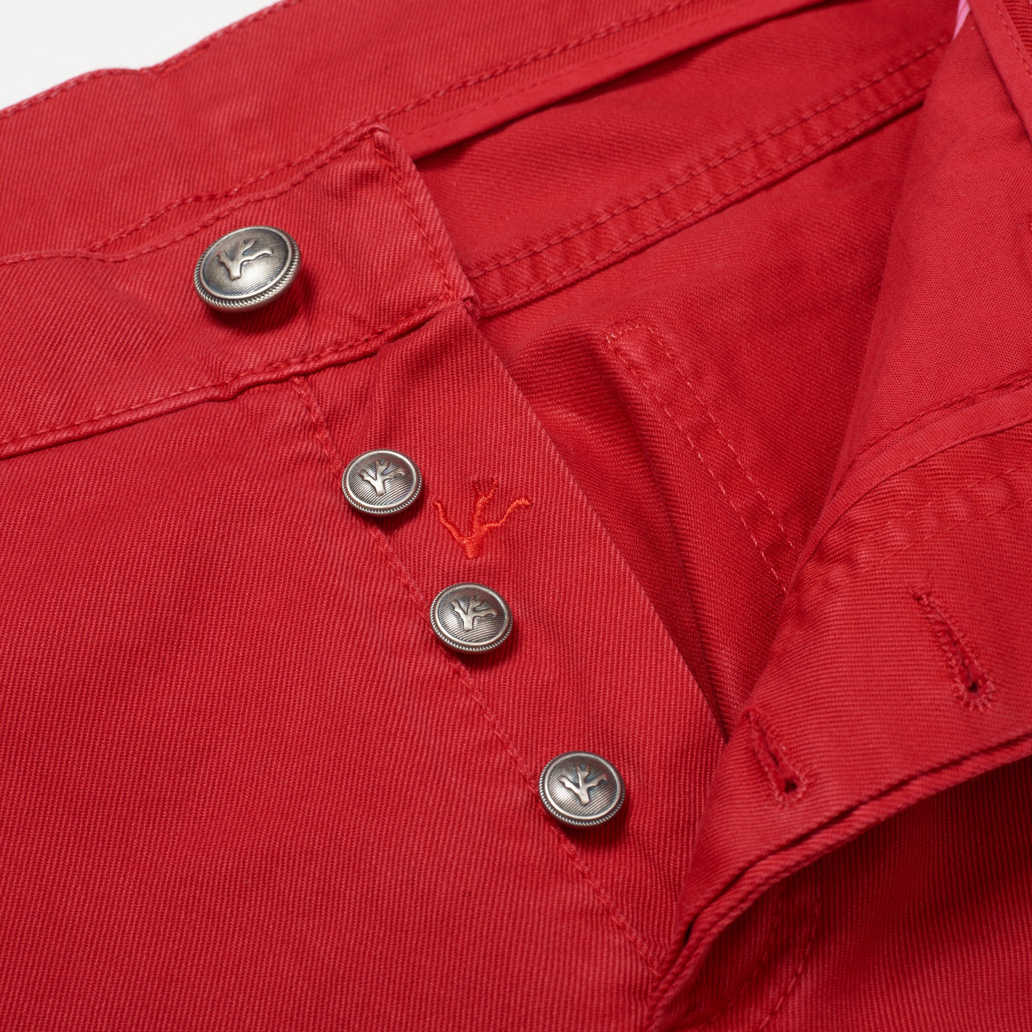 ISAIA Napoli Red Stretch Denim Jeans Pants NEW Slim Straight Fit ISAIA