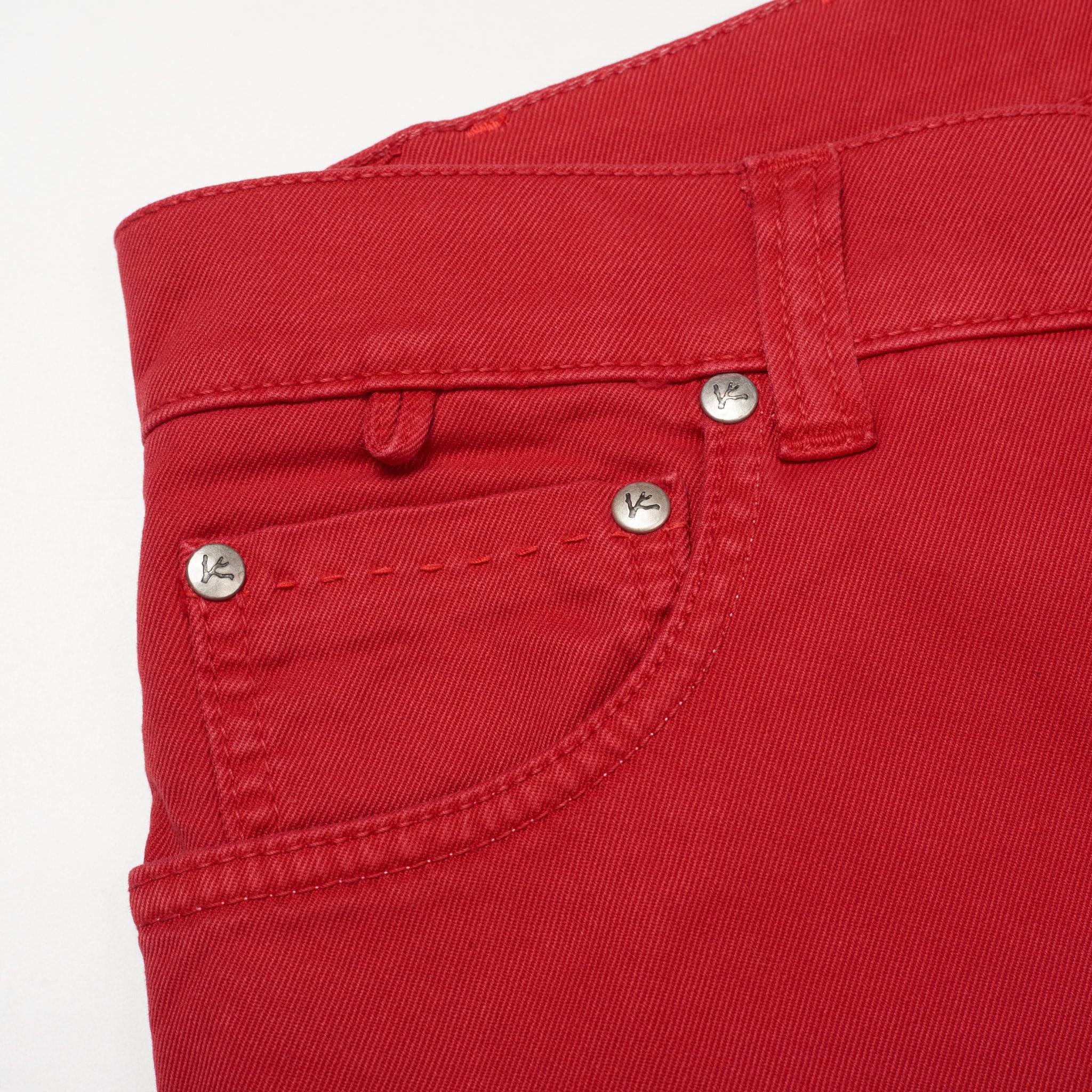 ISAIA Napoli Red Stretch Denim Jeans Pants NEW Slim Straight Fit ISAIA