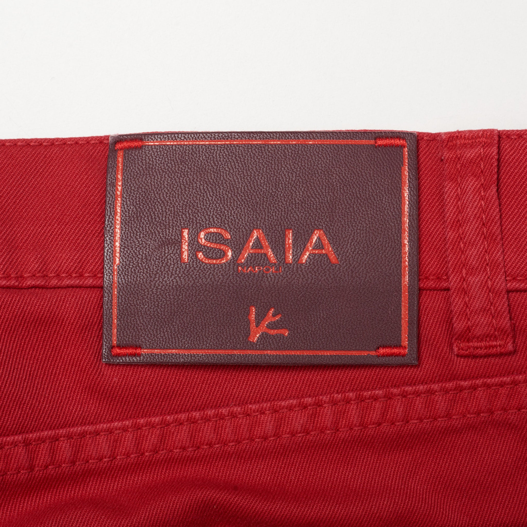 ISAIA Napoli Red Stretch Denim Jeans Pants NEW Slim Straight Fit ISAIA