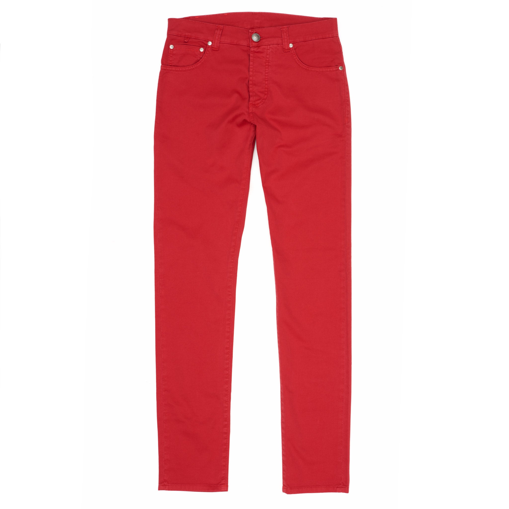 ISAIA Napoli Red Stretch Denim Jeans Pants NEW Slim Straight Fit ISAIA