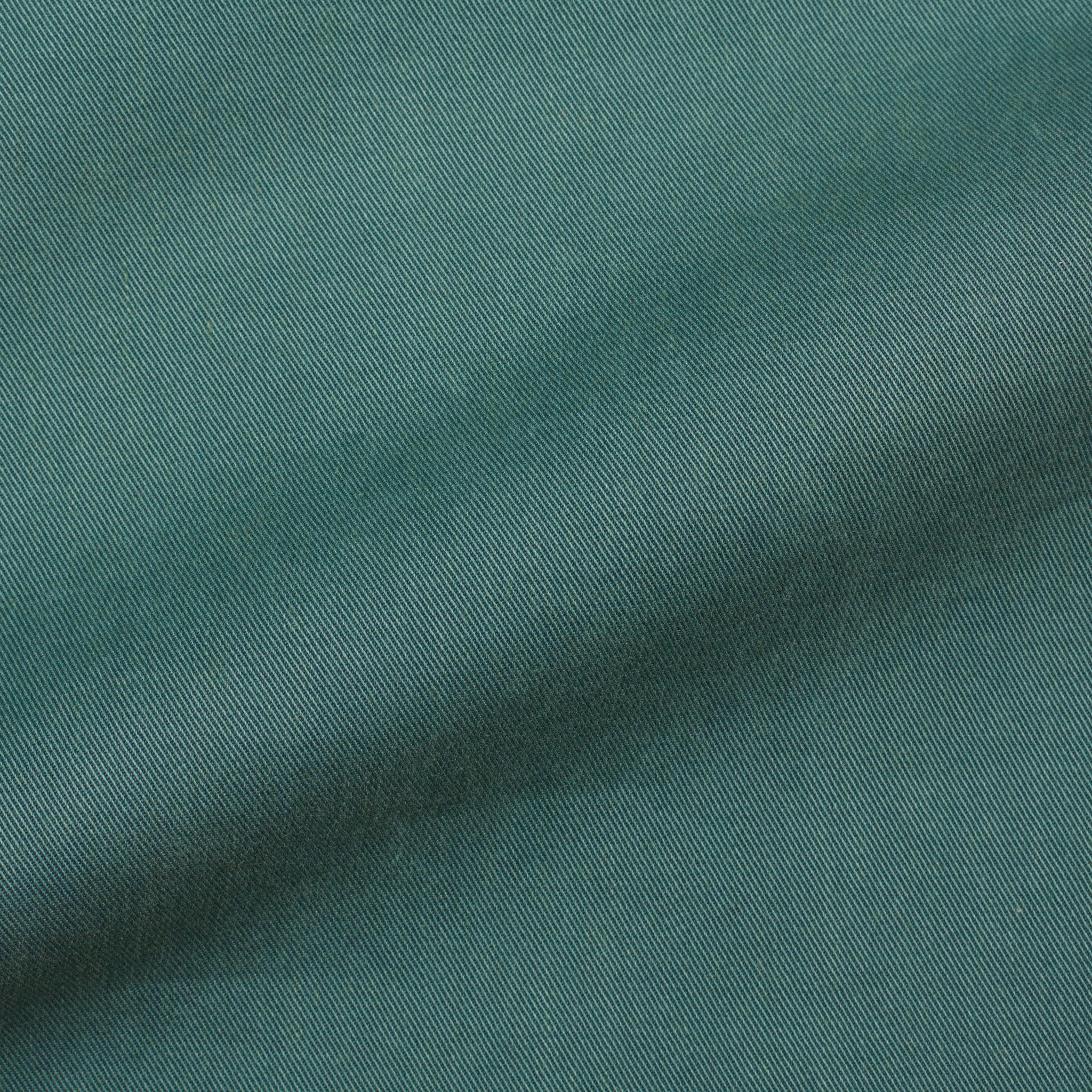 ISAIA Napoli "Tinto Slim" Green Twill Cotton Flat Front Pants NEW Slim Fit ISAIA