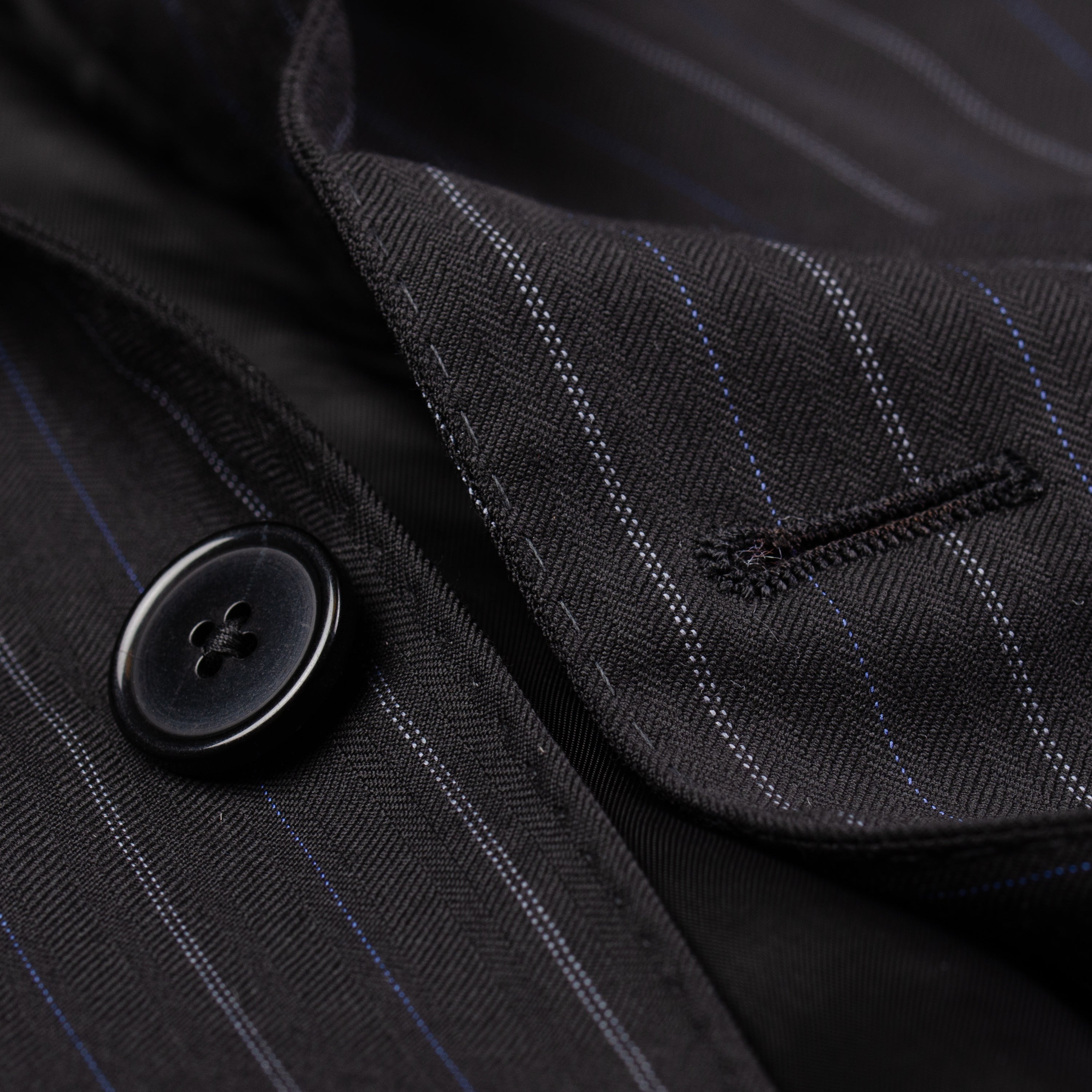 ISAIA "Base S" Black Herringbone Striped Wool Super 130's Jacket EU 54 NEW US 44 ISAIA