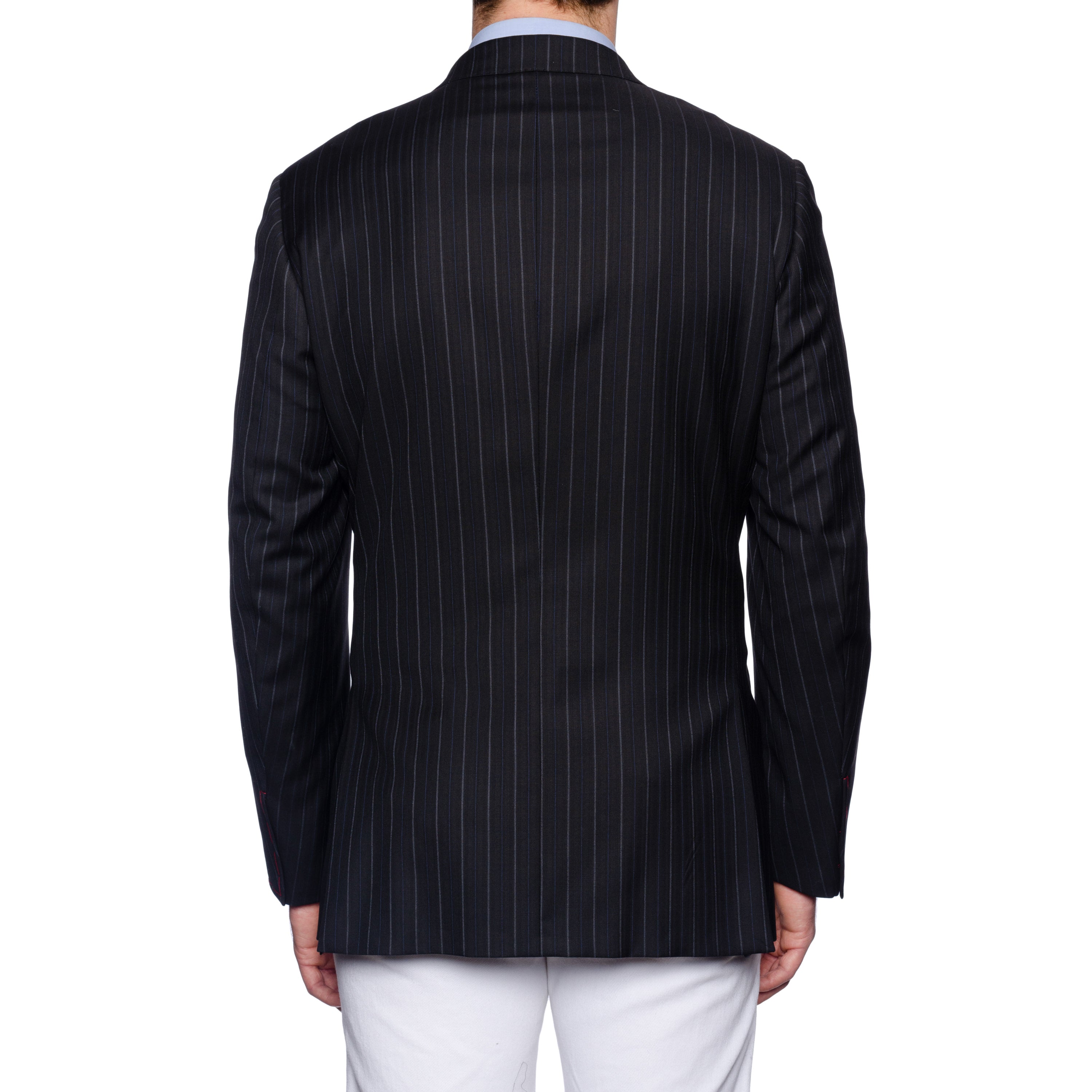 ISAIA "Base S" Black Herringbone Striped Wool Super 130's Jacket EU 54 NEW US 44 ISAIA