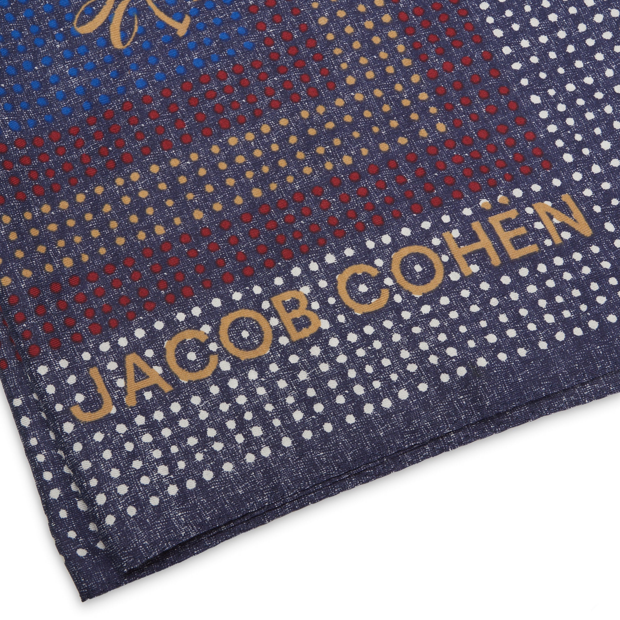 JACOB COHEN Blue Multi-color Dot Printed Cotton-Silk Pocket Square Bandana NEW JACOB COHEN