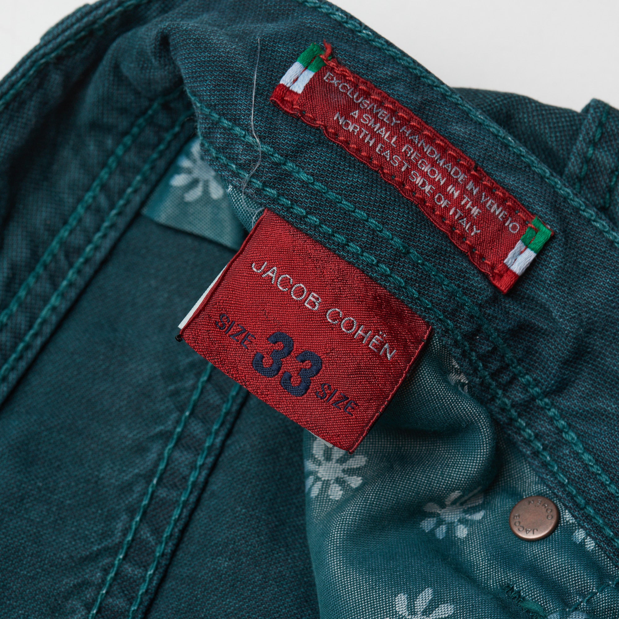 JACOB COHEN J688 Comfort Vintage Green Cotton Stretch Slim Fit Jeans Pants US 33 JACOB COHEN