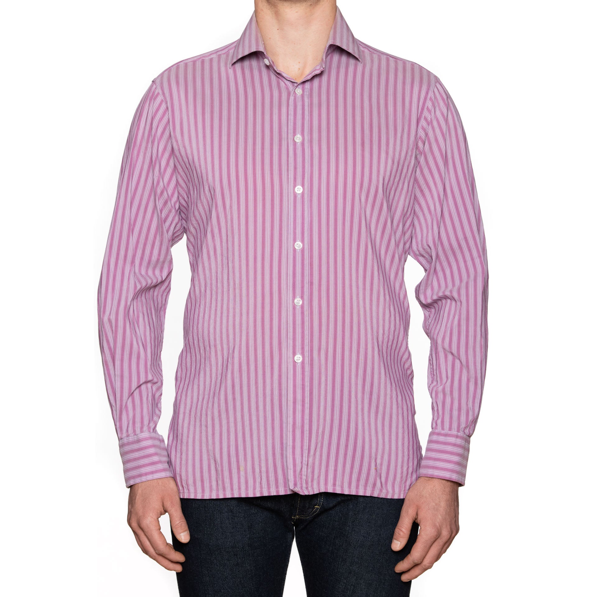 JAY KOS New York Mallow Striped Cotton-Silk Shirt EU 42 US 16.5 JAY KOS