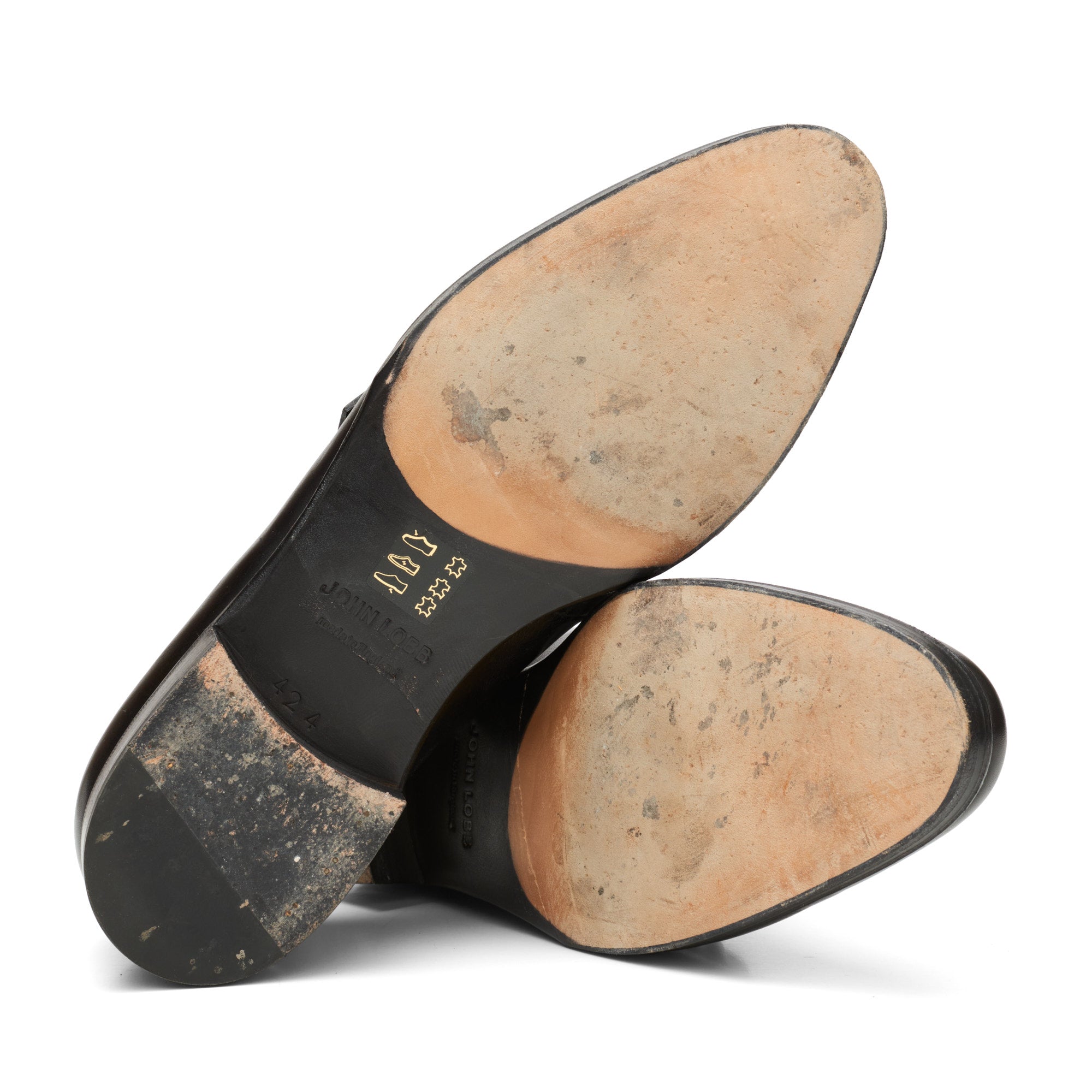 JOHN LOBB "Hayes" Black Leather Double Monk Apron Shoes UK 7.5E US 8.5 Last 7000 JOHN LOBB