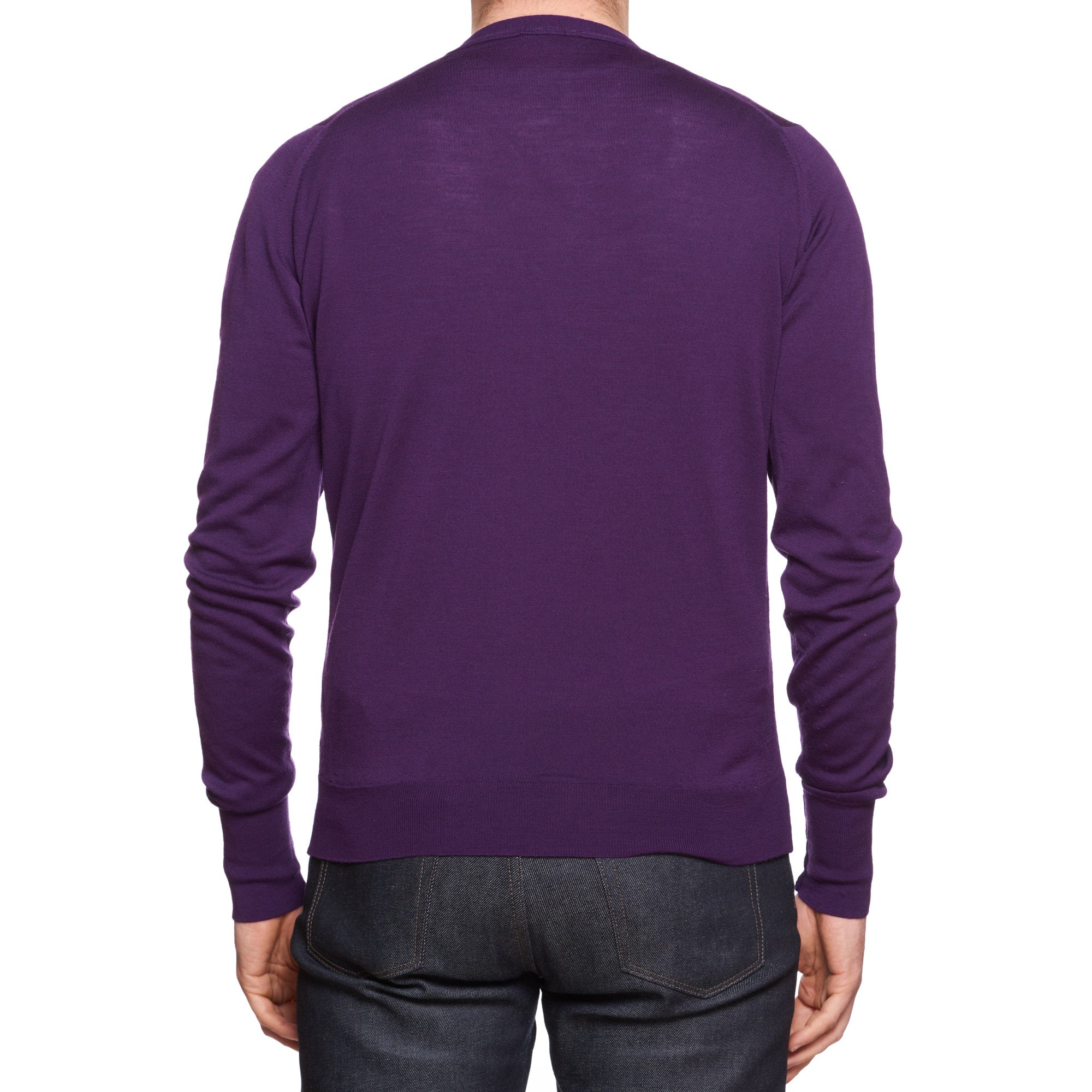 JOHN SMEDLEY Purple Merino Wool Cardigan Sweater EU 50 US M JOHN SMEDLEY