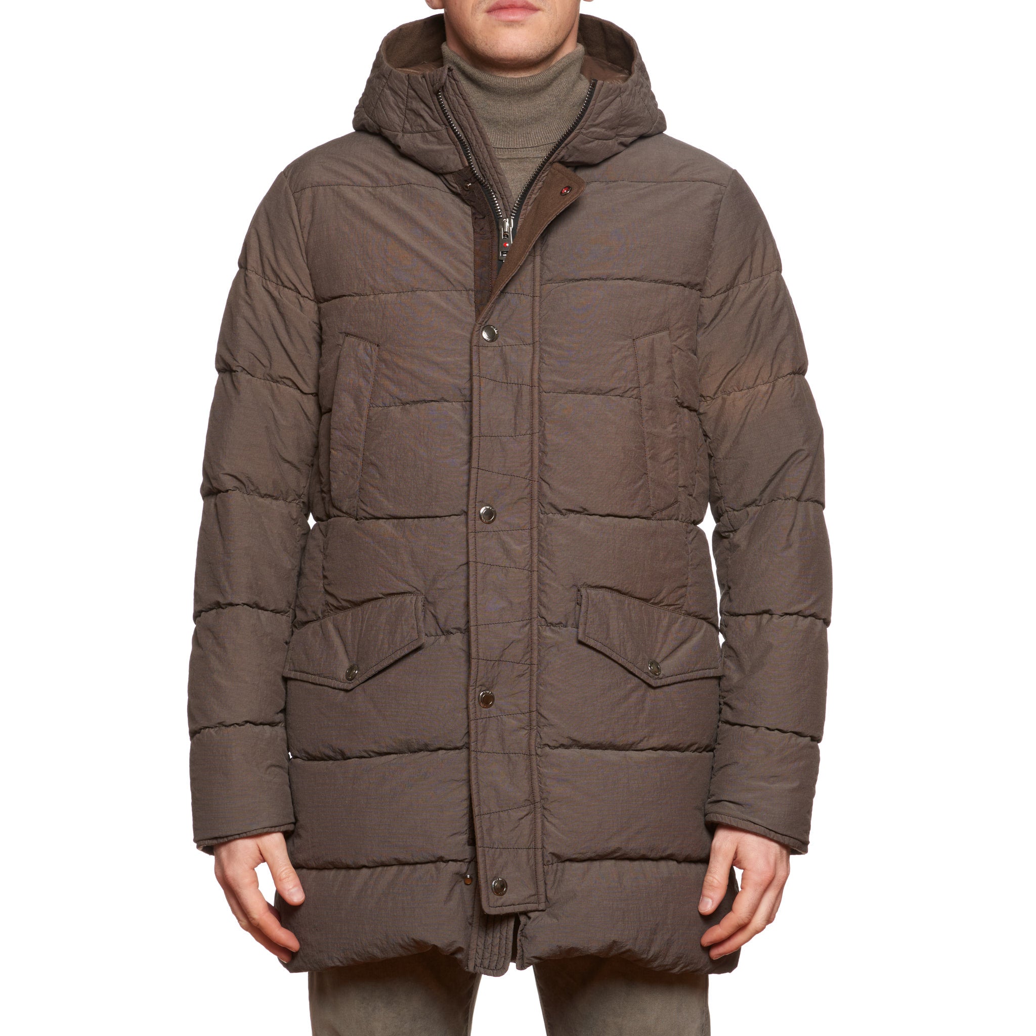 KITON KIRED Brown-Gray Goose Down Hooded Parka Puffer Jacket Coat 50 M KIRED
