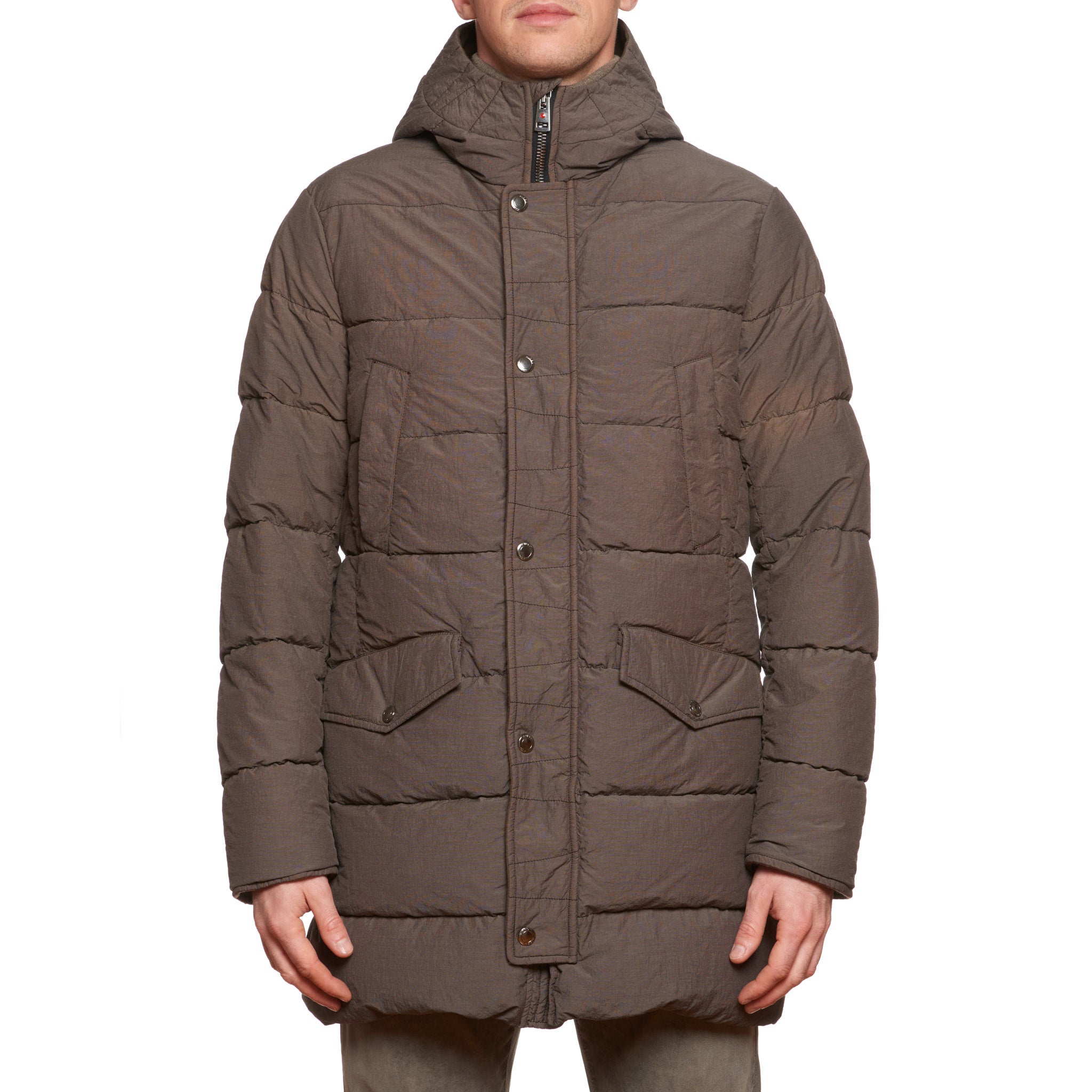 KITON KIRED Brown-Gray Goose Down Hooded Parka Puffer Jacket Coat 50 M KIRED