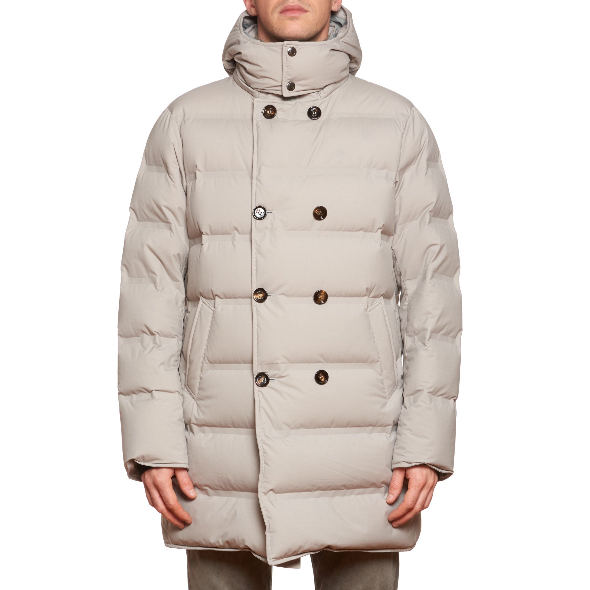 KIRED Tailored Sportswear Gray Goose Down Padded Double Breasted Coat 54 XL KIRED