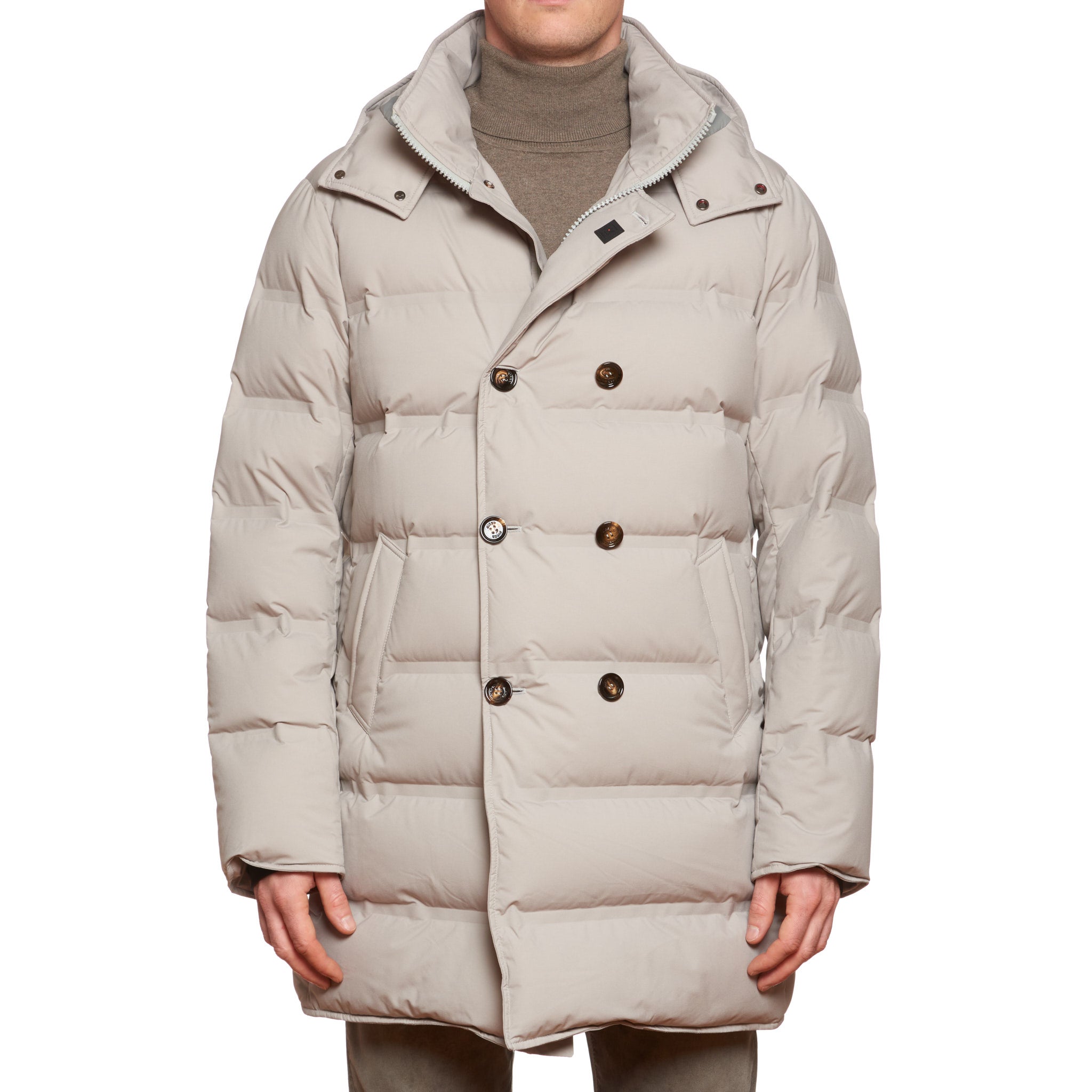 KIRED Tailored Sportswear Gray Goose Down Padded Double Breasted Coat 54 XL KIRED