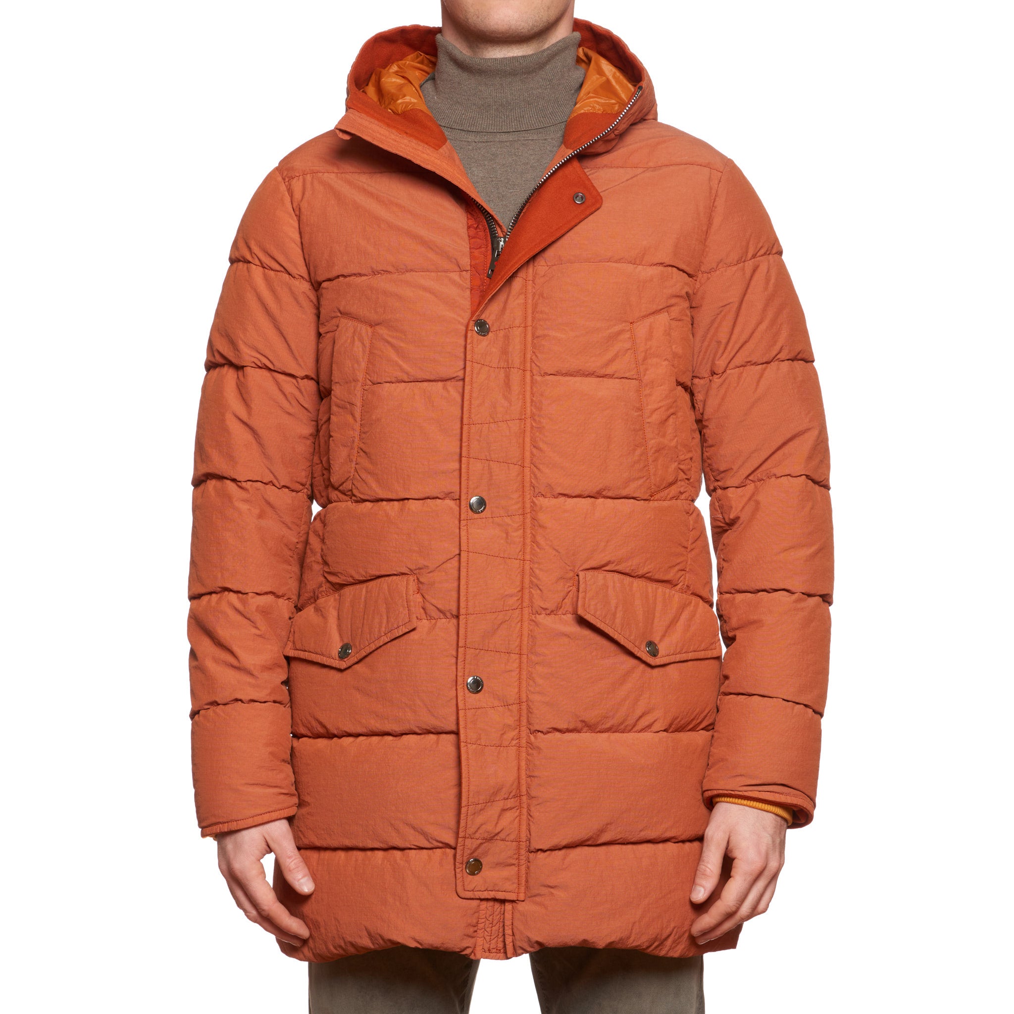 KITON KIRED Orange Goose Down Hooded Parka Puffer Jacket Coat 50 M KIRED