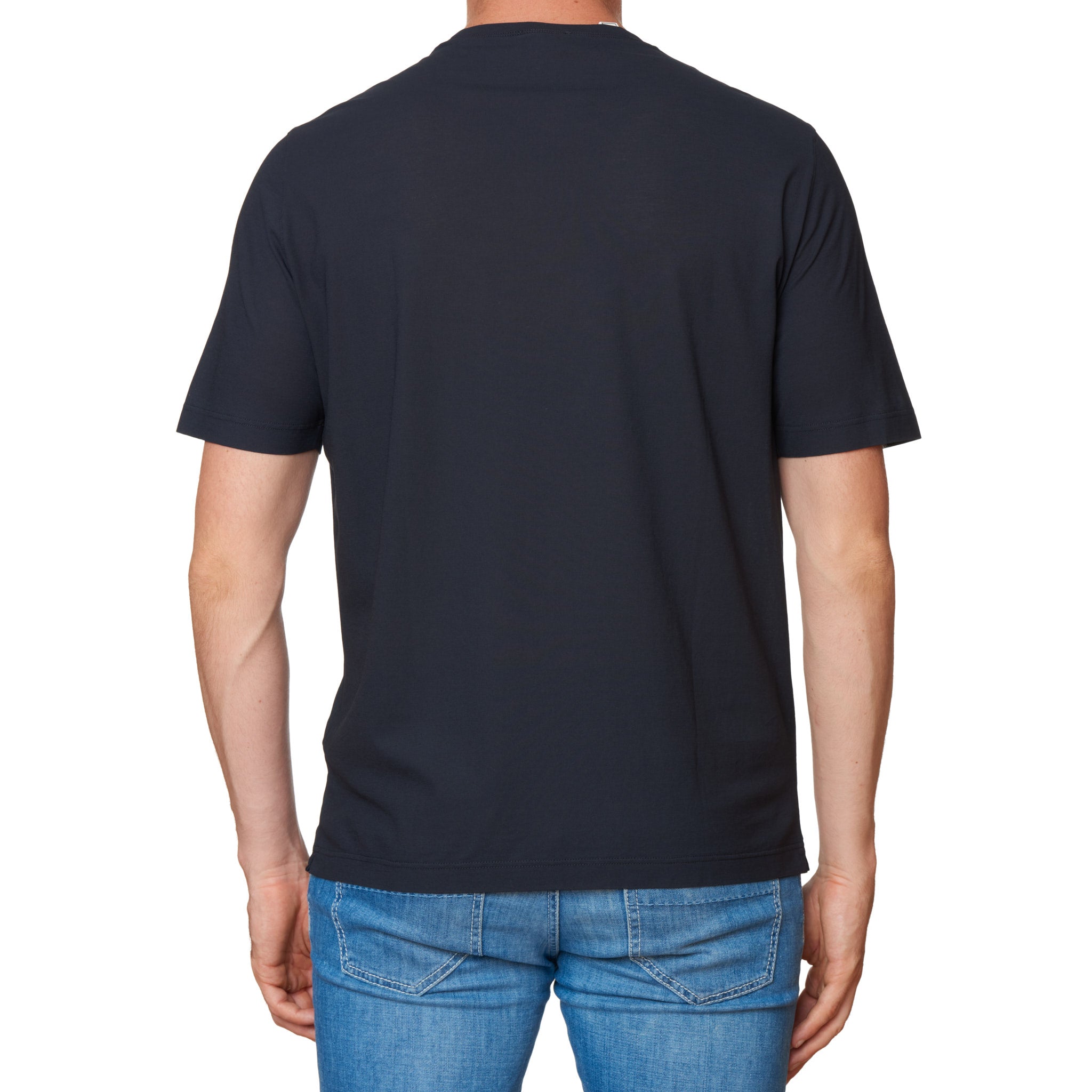 Kiton KIRED "Baciomc" Midnight Blue Exclusive Crepe Cotton Short Sleeve T-Shirt KIRED