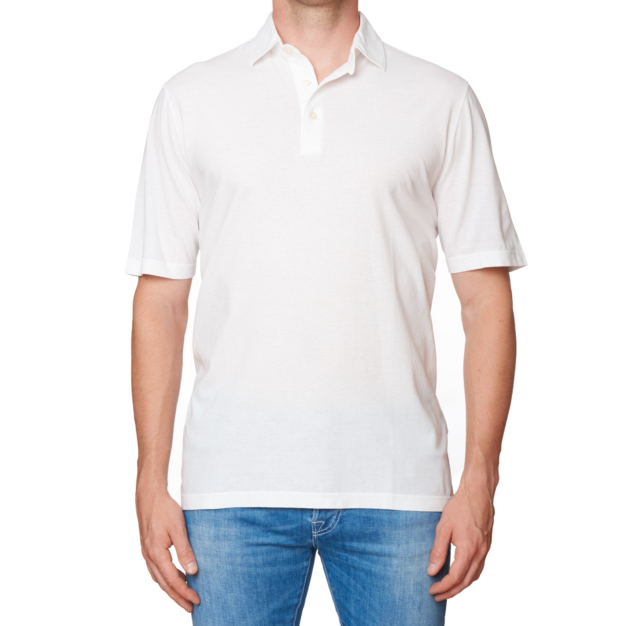 Kiton KIRED "Positano" White Exclusive Crepe Cotton Short Sleeve Polo Shirt XS KIRED