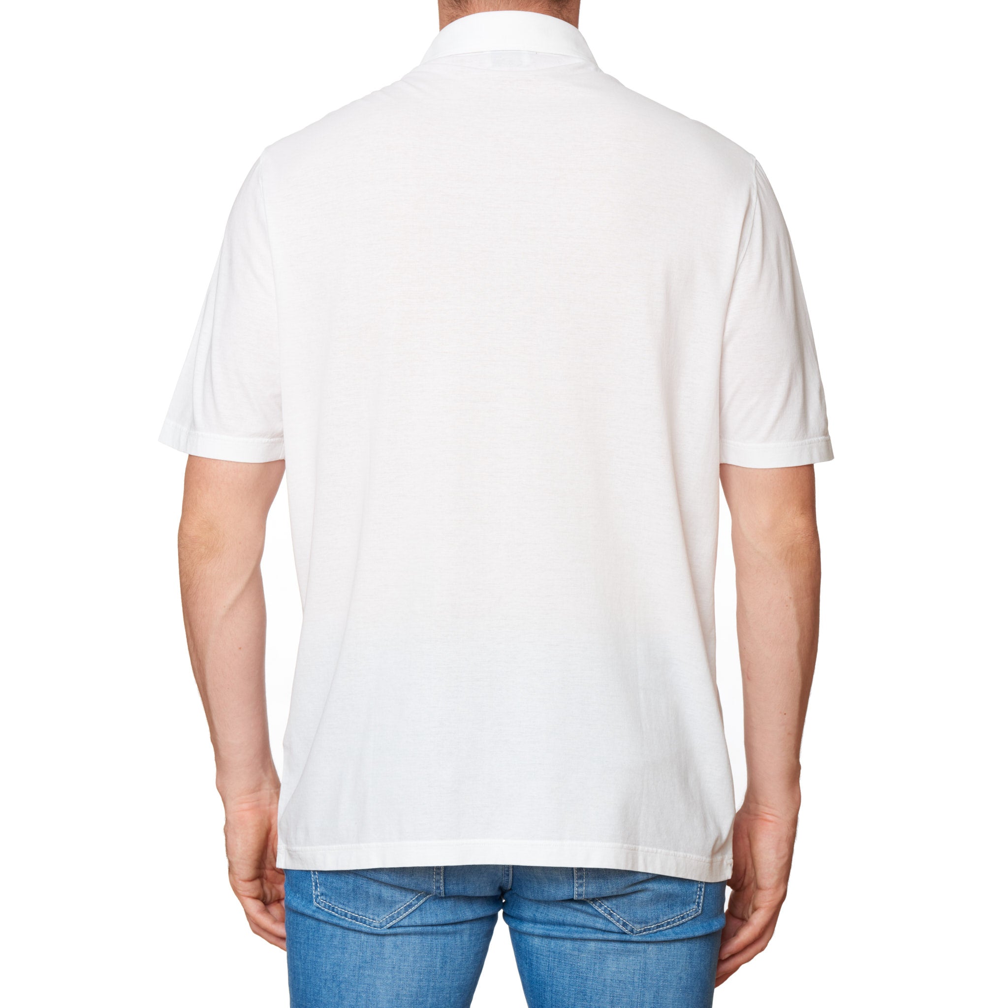 Kiton KIRED "Positano" White Exclusive Crepe Cotton Short Sleeve Polo Shirt XS KIRED