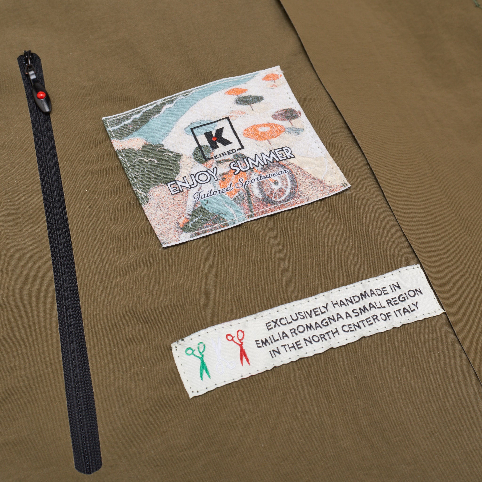 KITON KIRED "Pablo" Olive Laser Cut Technical Rain Jacket Trench Coat KIRED