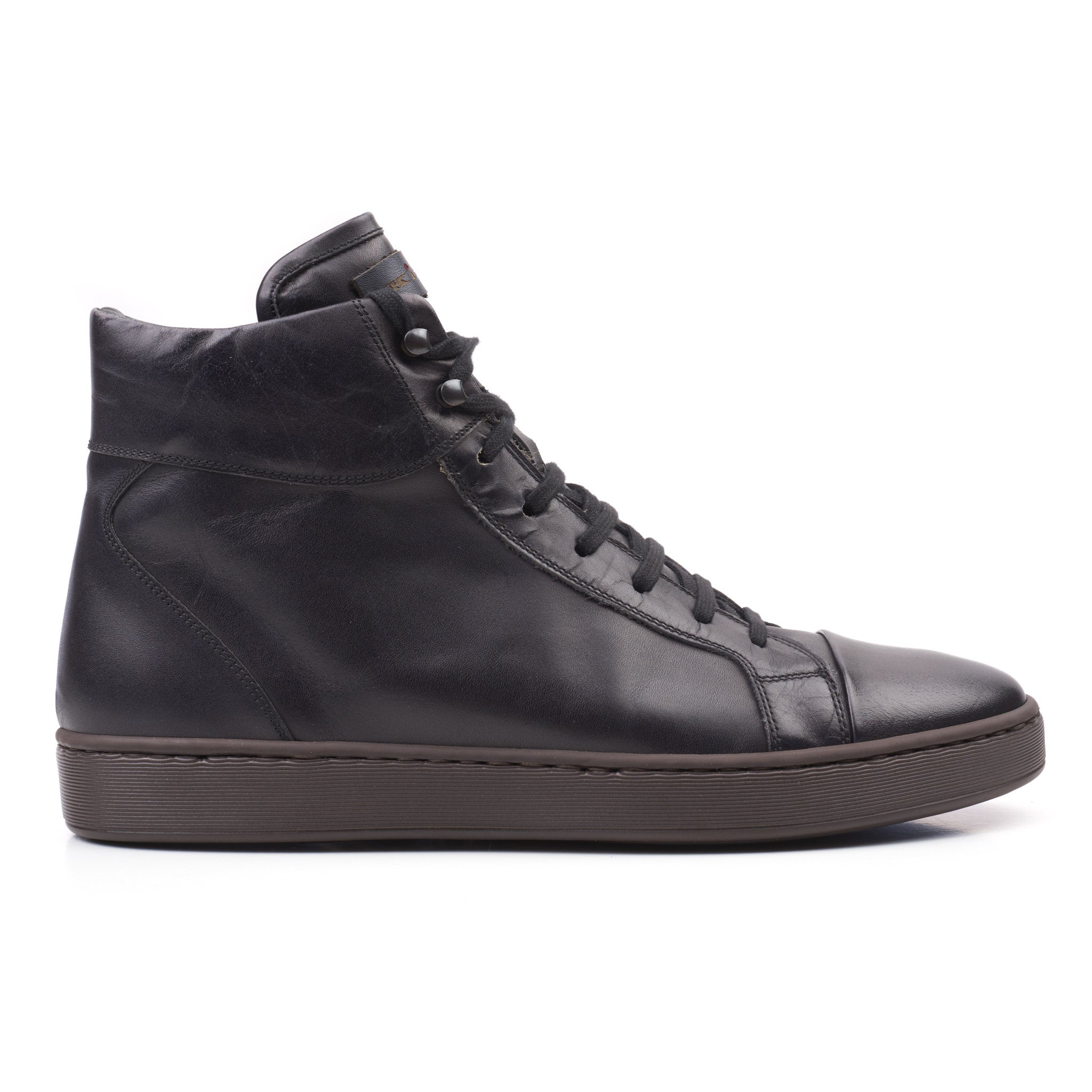 KITON Black Calfskin Leather High-Top Sneaker Boots Shoes NEW with Box KITON