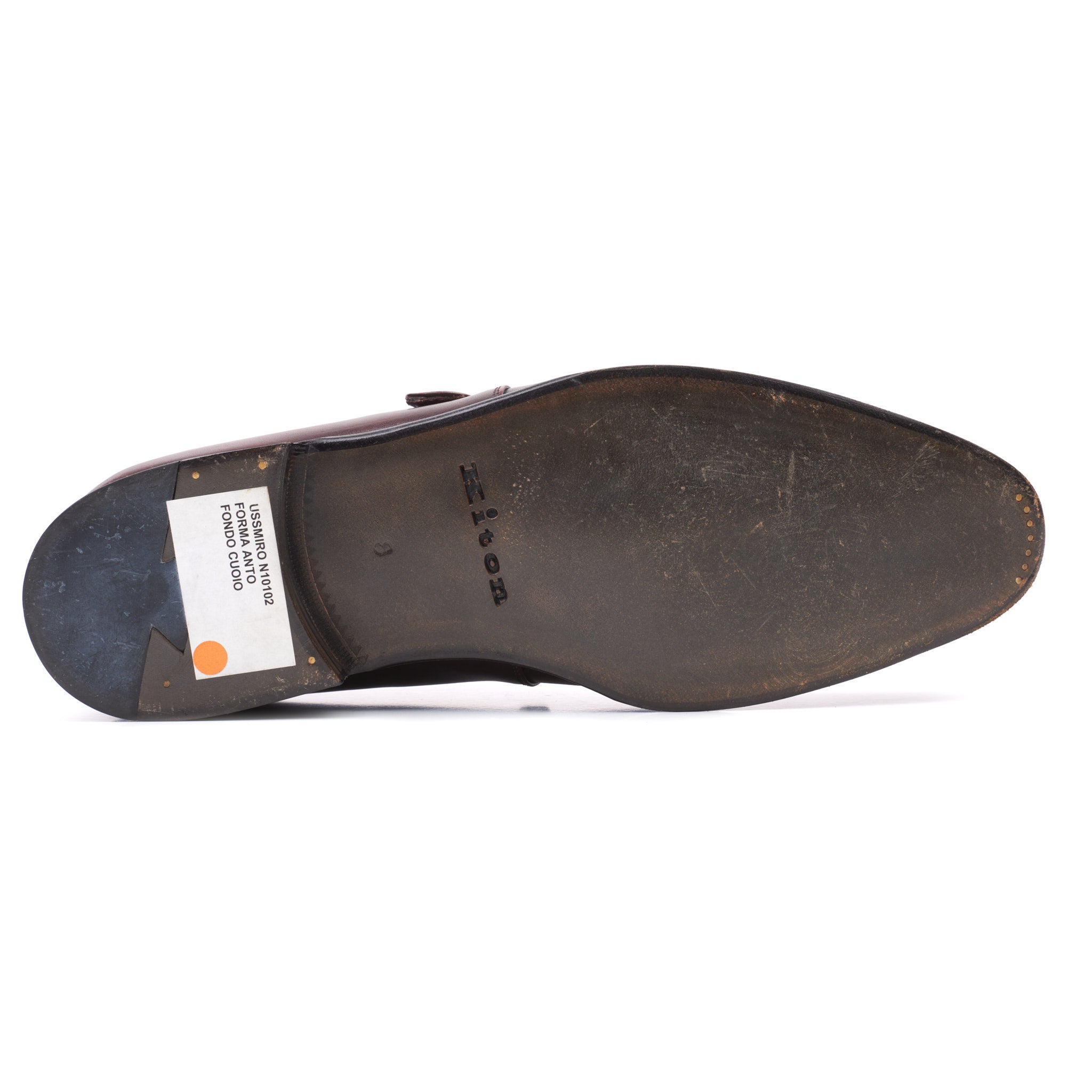 KITON Handmade Oxblood Calfskin Leather Single Monk Dress Shoes US 9 Box KITON