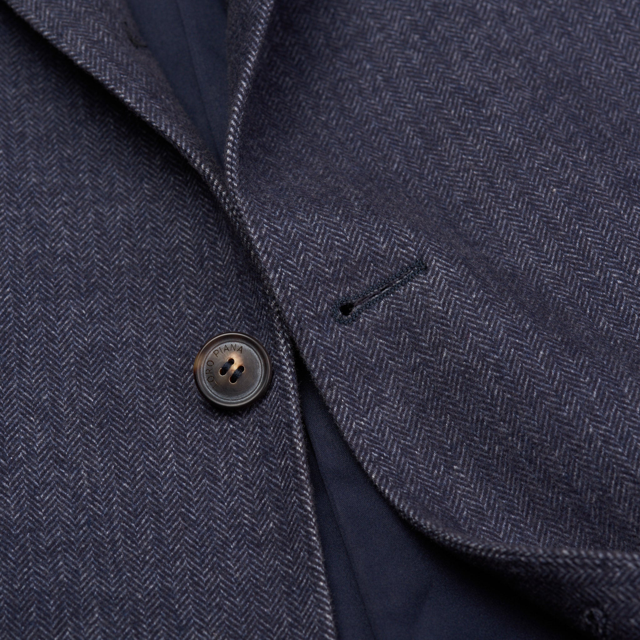 LORO PIANA Blue Herringbone Cotton-Wool-Cashmere Jacket Coat EU 54 NEW US XL LORO PIANA
