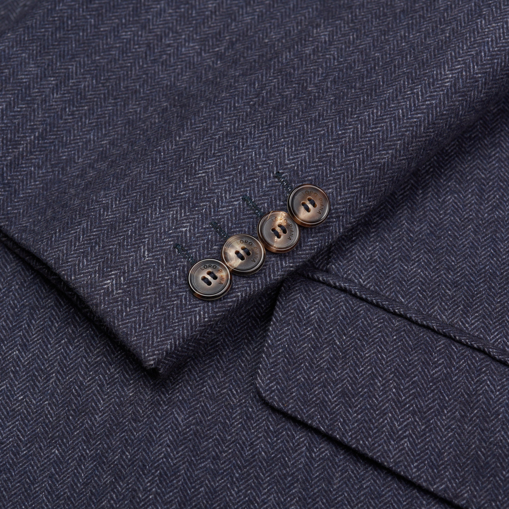 LORO PIANA Blue Herringbone Cotton-Wool-Cashmere Jacket Coat EU 54 NEW US XL LORO PIANA