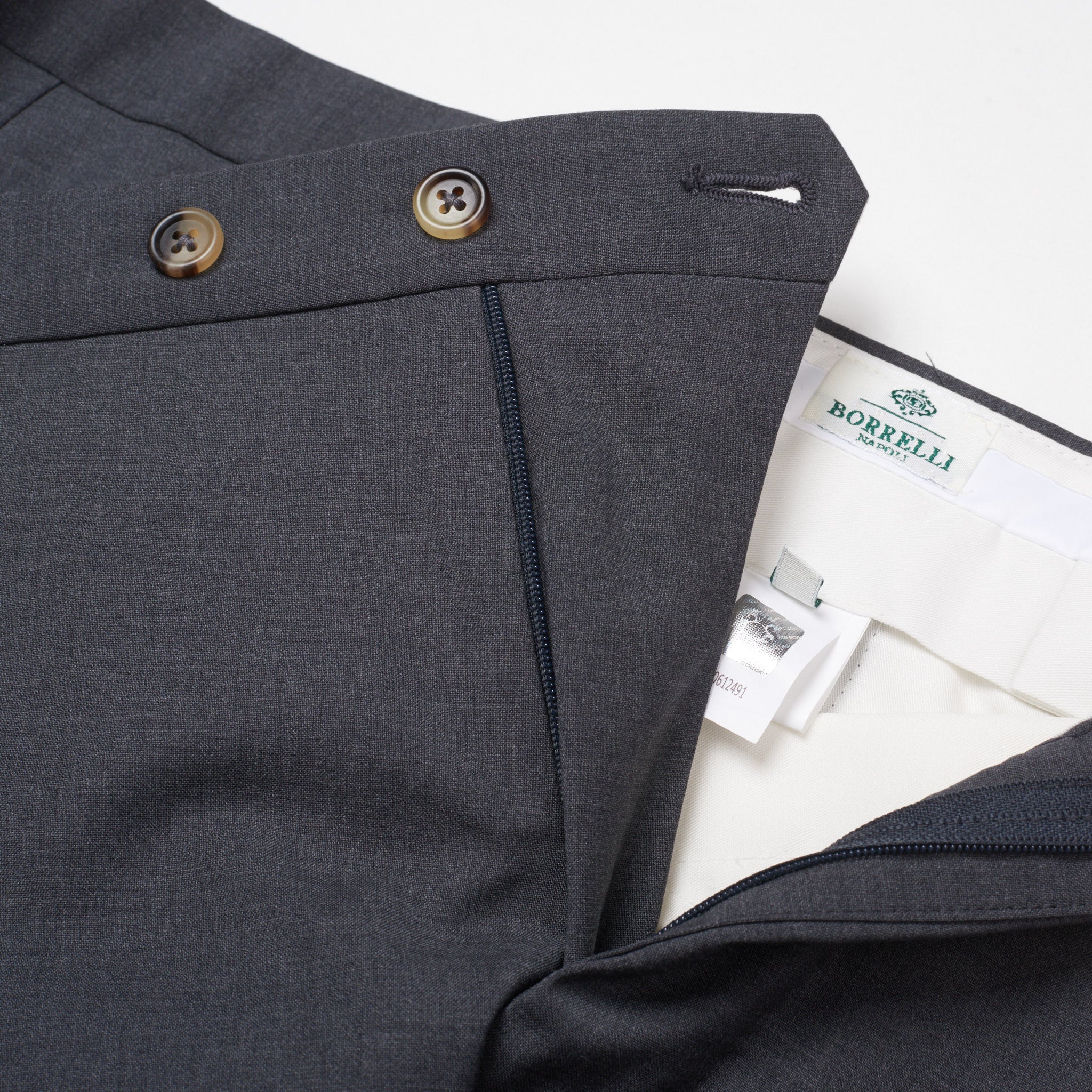 LUIGI BORRELLI Napoli Dark Gray Wool Flat Front Dress Pants US 44 NEW EU 60 LUIGI BORRELLI