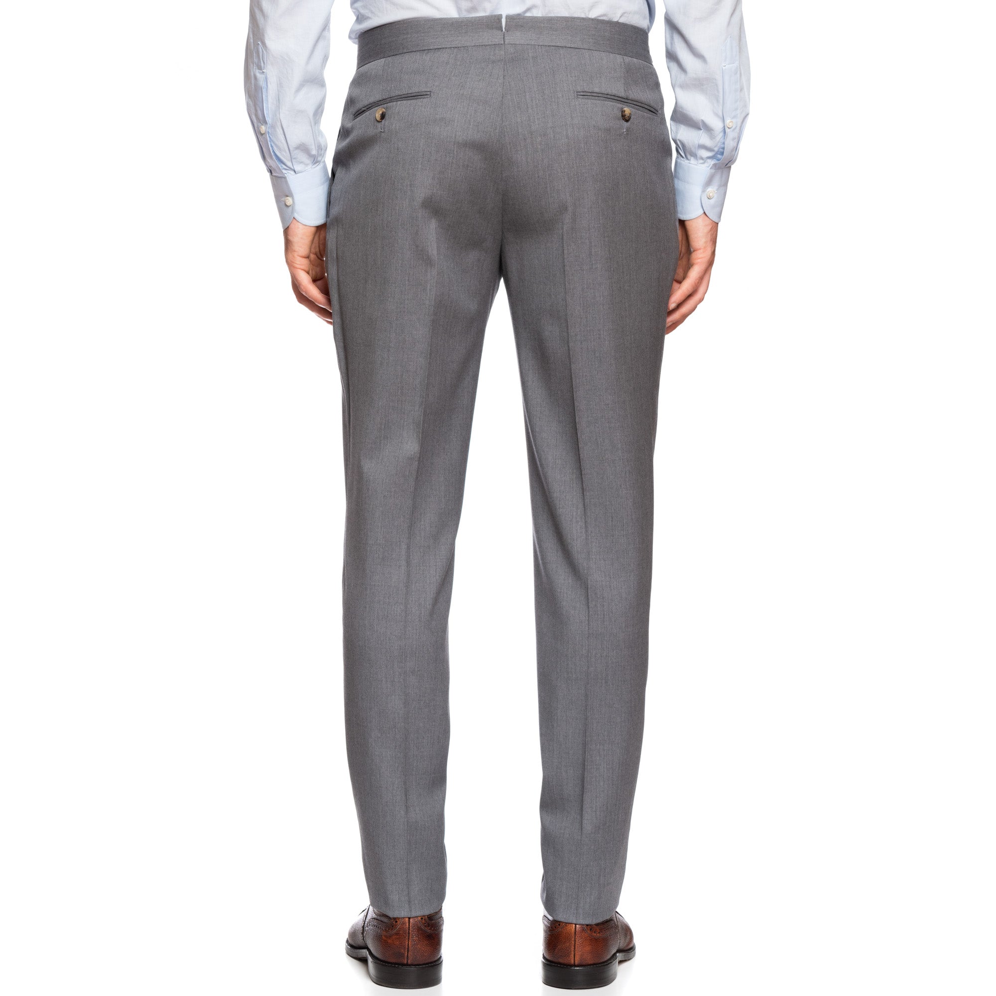 LUIGI BORRELLI Napoli Gray Twill Wool Double Pleated Dress Pants EU 58 NEW US 42 LUIGI BORRELLI
