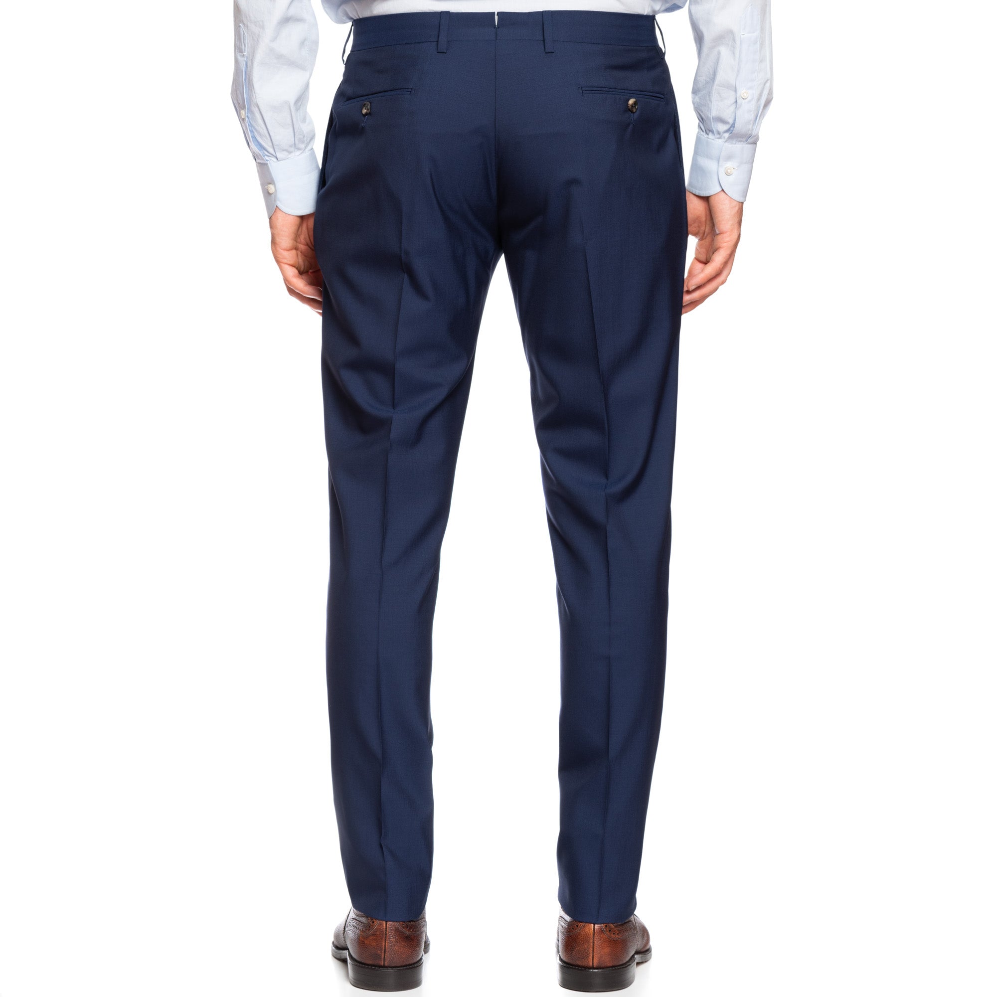LUIGI BORRELLI Napoli Navy Blue Wool Single Pleated Dress Pants NEW Slim Fit LUIGI BORRELLI