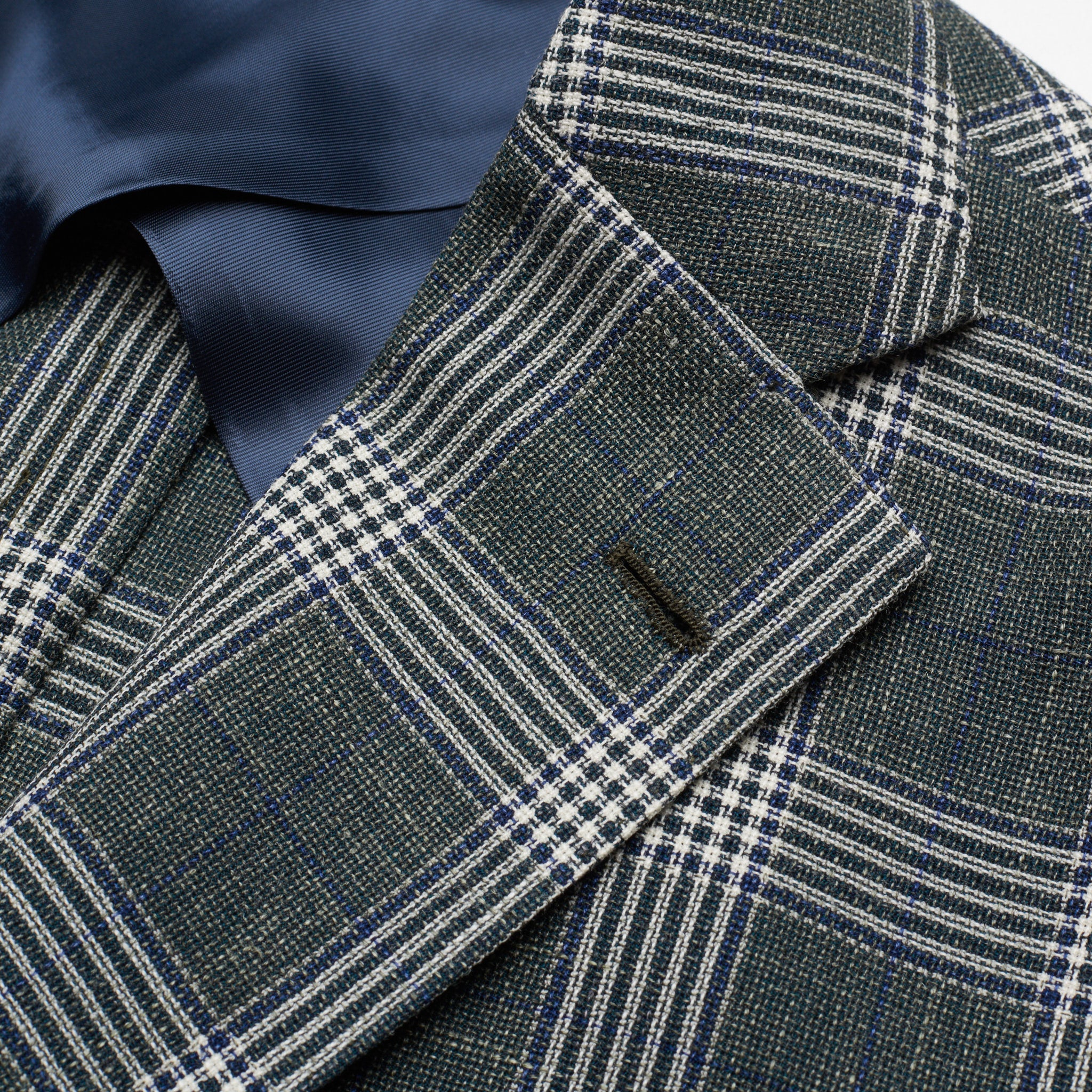 LUIGI BORRELLI Napoli "PROCIDA" Green Plaid Wool-Linen-Silk Jacket 52 NEW US 42 LUIGI BORRELLI