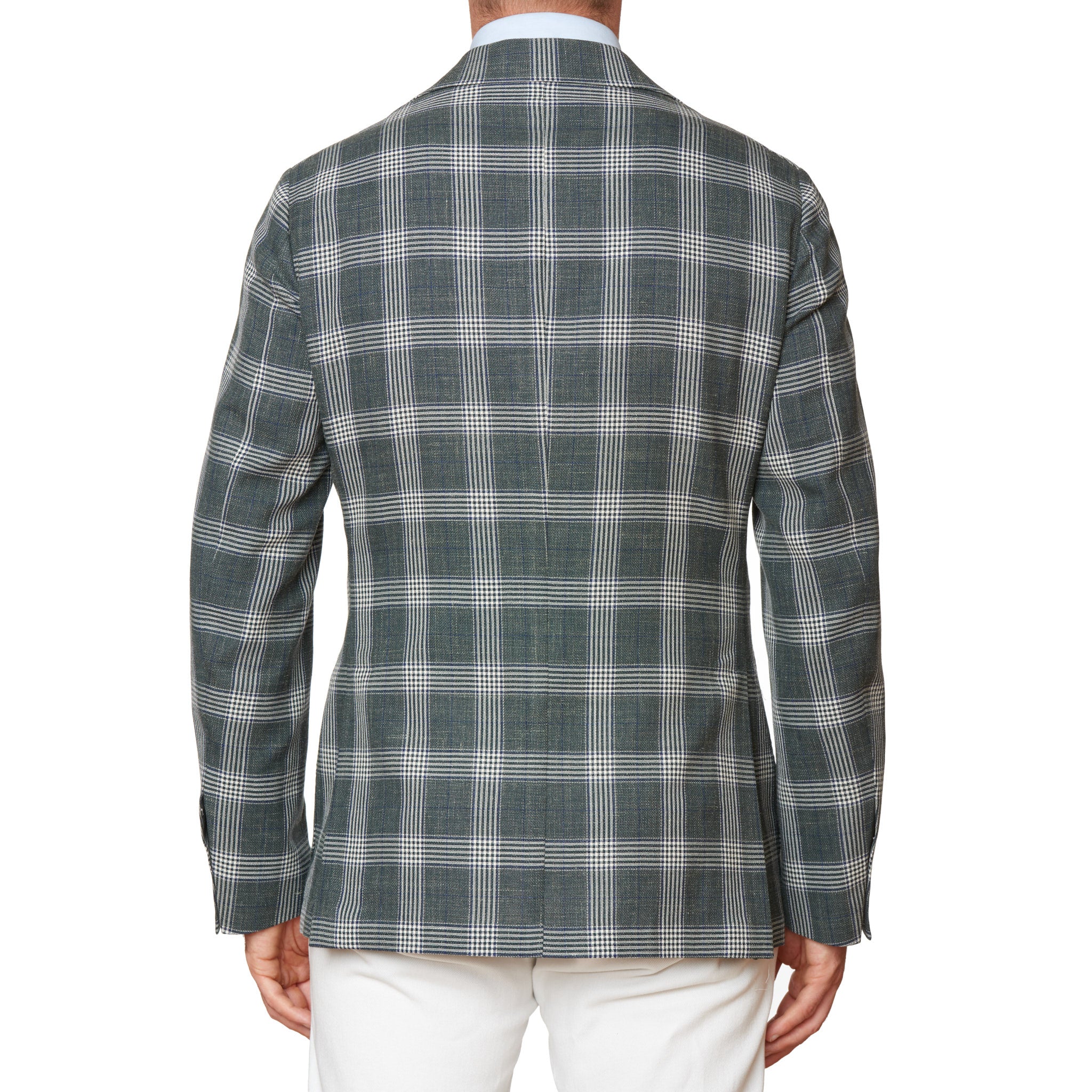 LUIGI BORRELLI Napoli "PROCIDA" Green Plaid Wool-Linen-Silk Jacket 52 NEW US 42 LUIGI BORRELLI