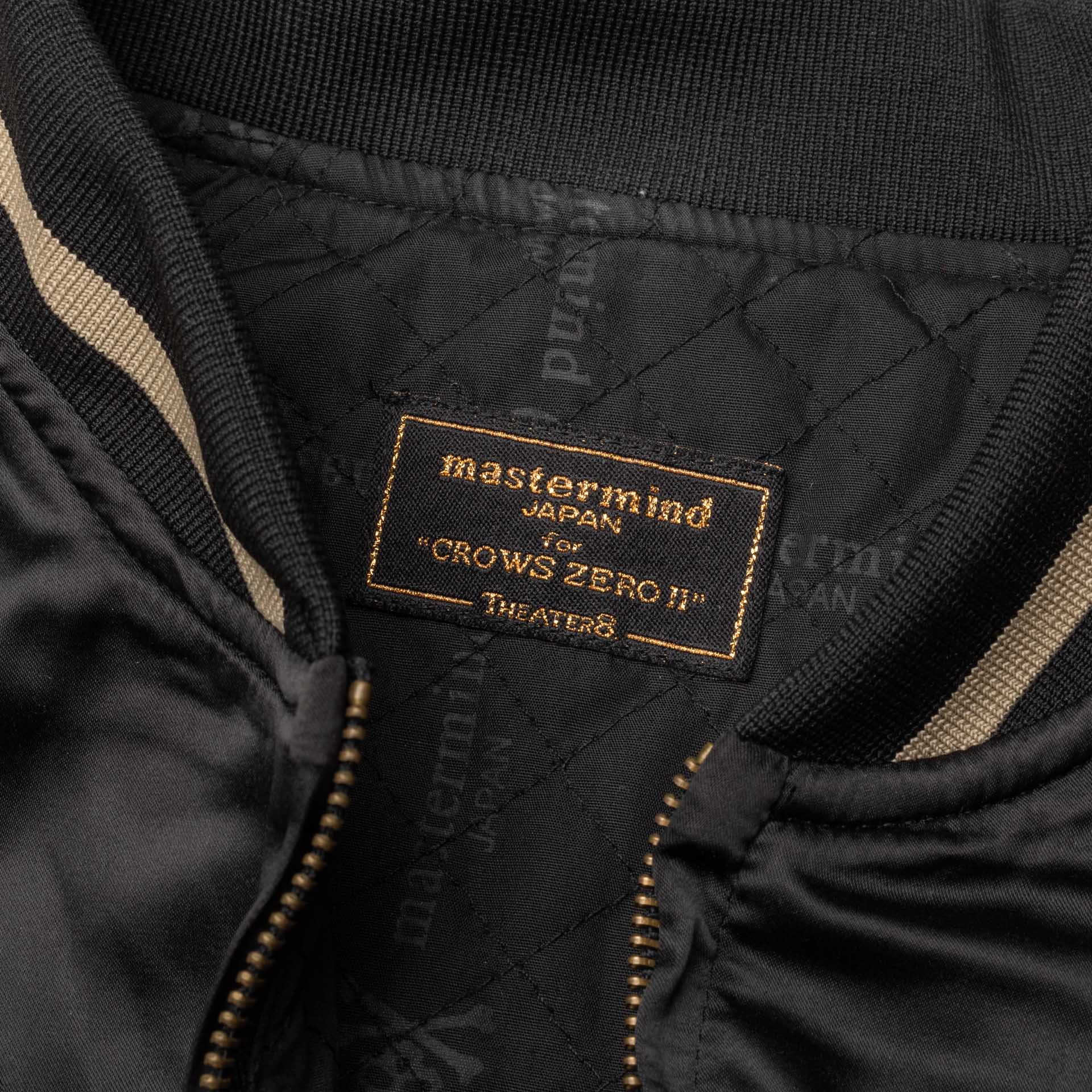 MASTERMIND JAPAN for "CROWS ZERO II" Theater8 Black-Gold Silk Jacket Size L MASTERMIND JAPAN