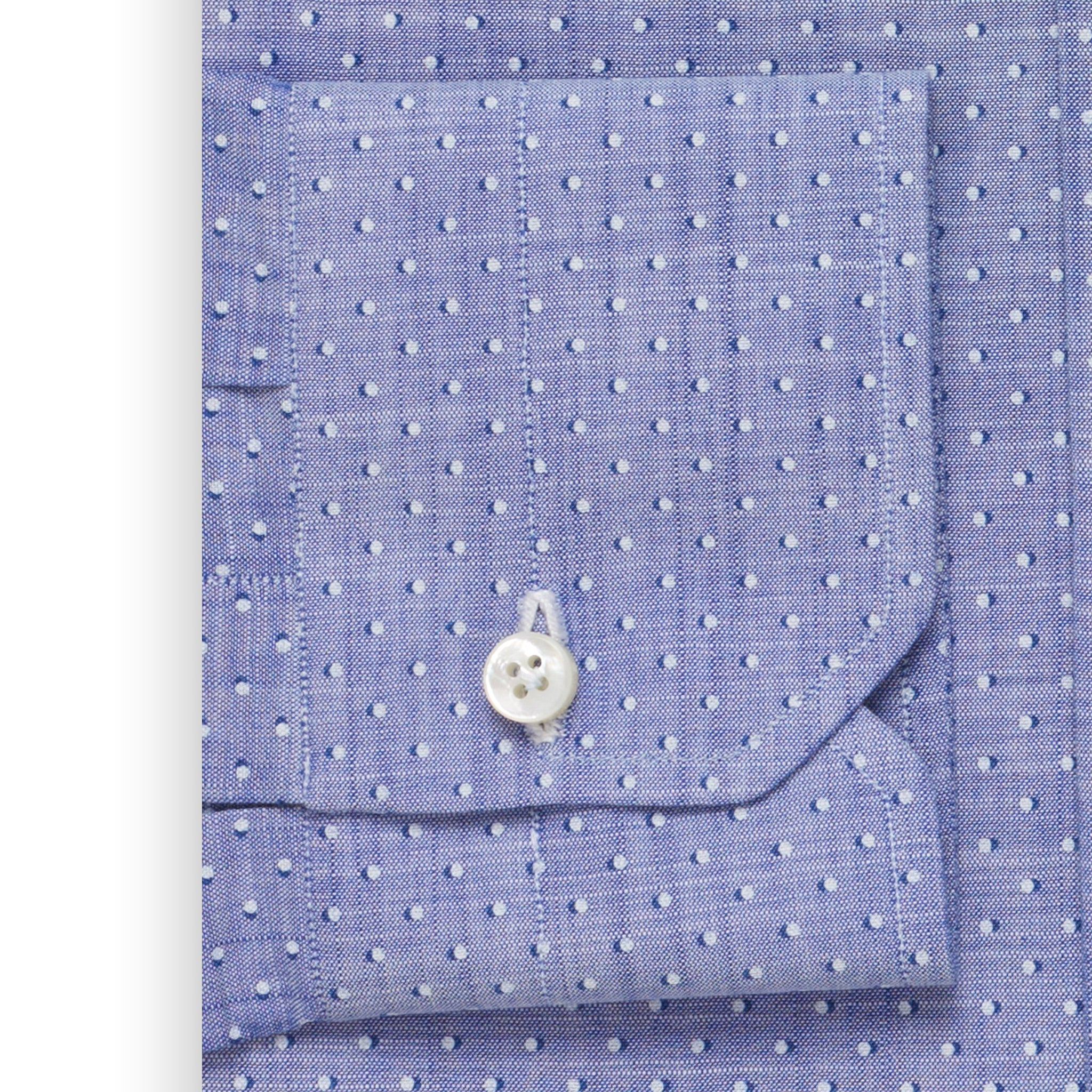 MATTABISCH by Kiton Handmade Blue Polka Dot Shirt EU 40 NEW US 15.75 Slim Fit MATTABISCH