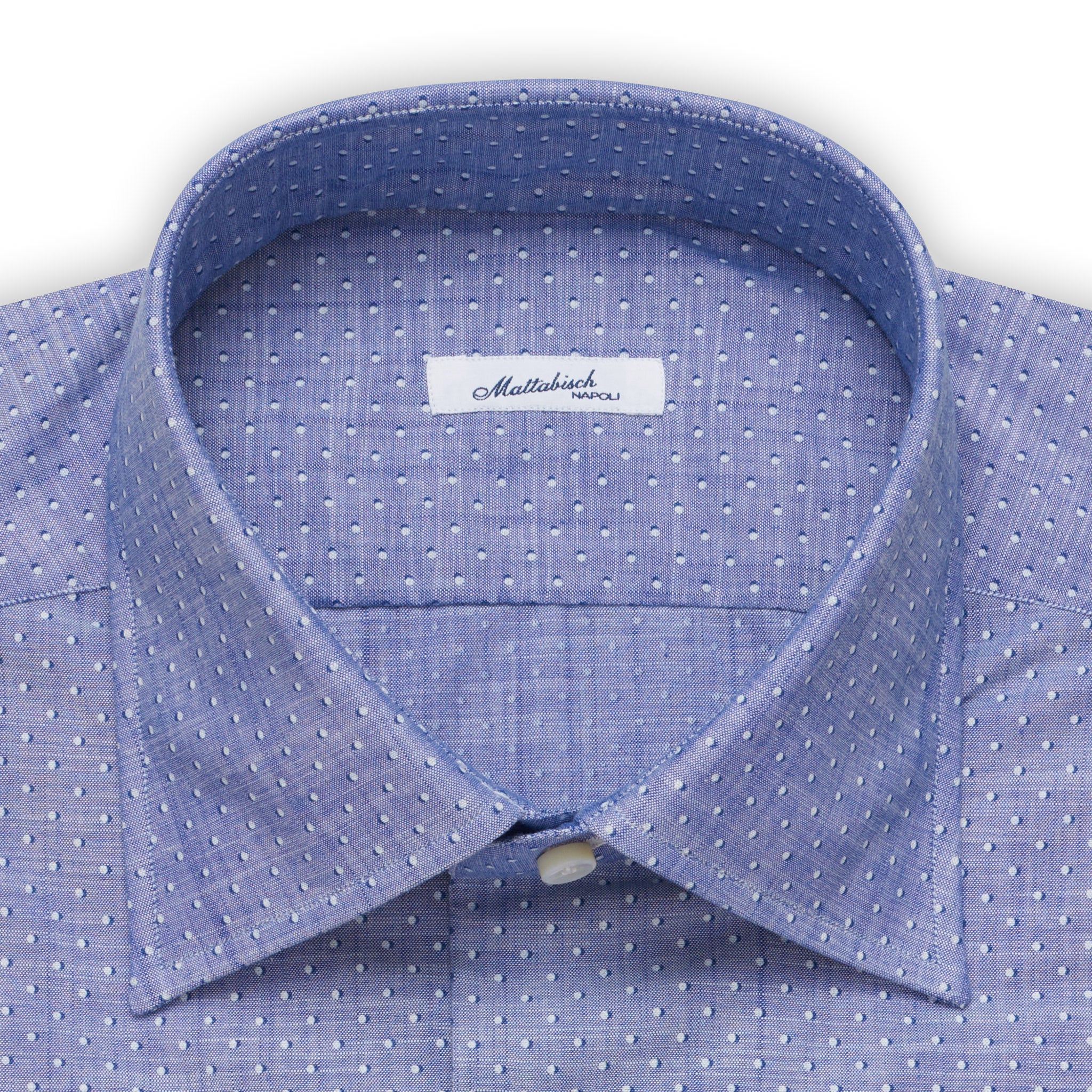 MATTABISCH by Kiton Handmade Blue Polka Dot Shirt EU 40 NEW US 15.75 Slim Fit MATTABISCH