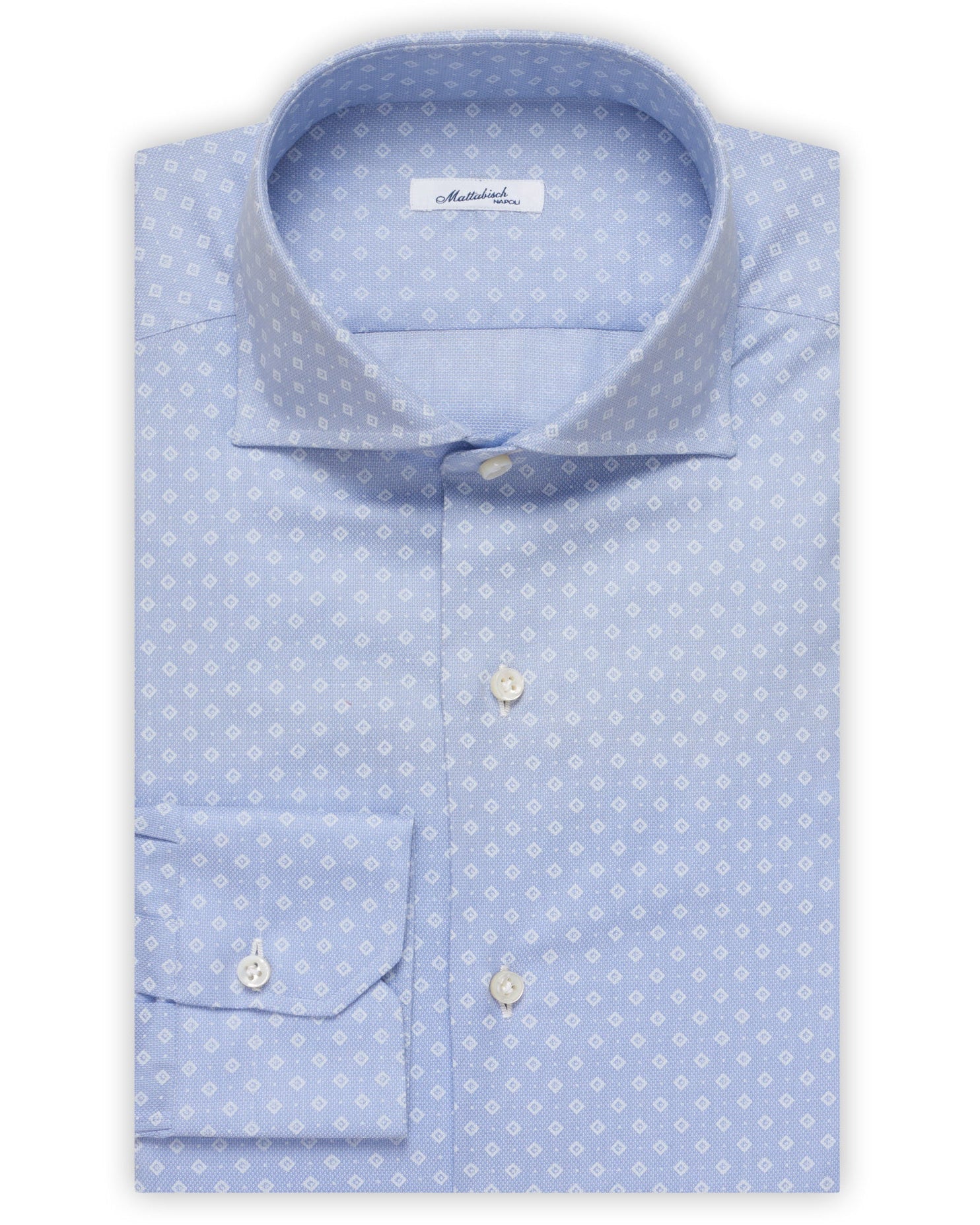 MATTABISCH by Kiton Handmade Blue Rhombus Dot Shirt 40 NEW US 15.75 Slim Fit MATTABISCH
