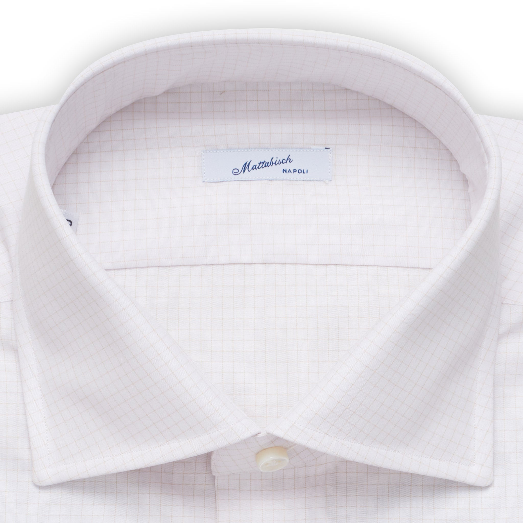 MATTABISCH by Kiton Handmade White Beige Checkered Dress Shirt NEW MATTABISCH