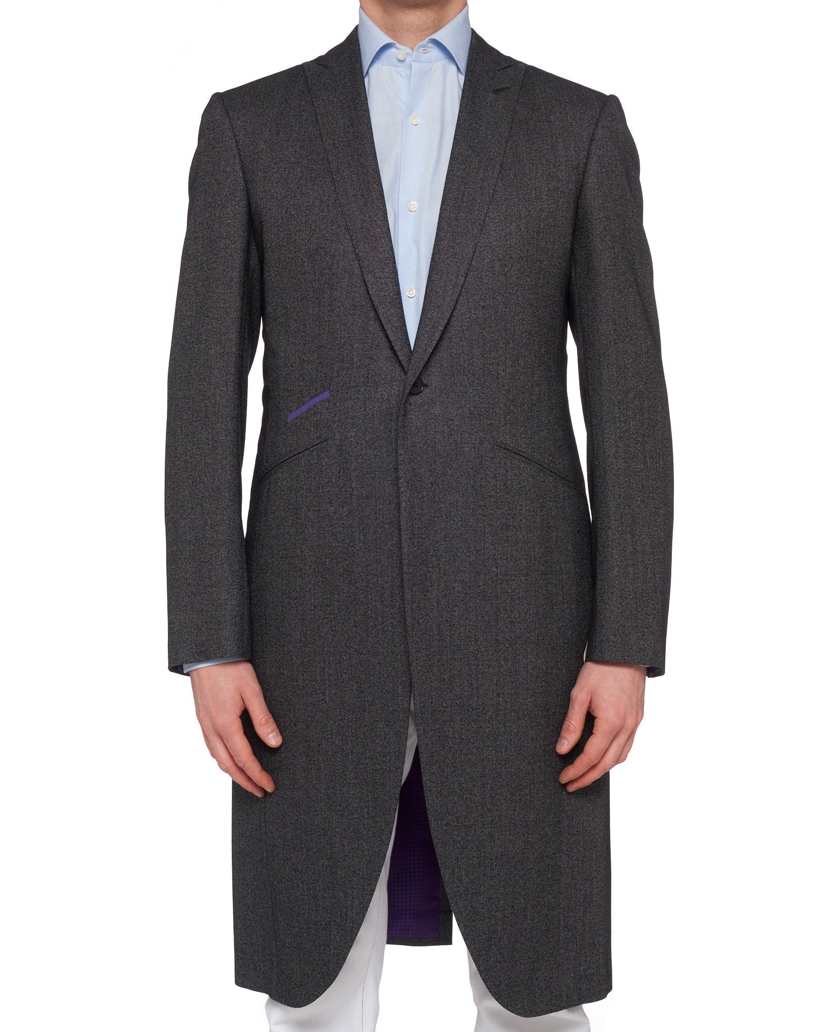 OZWALD BOATENG Savile Row Handmade Gray Wool Silk Peak Lapel Overcoat NEW OZWALD BOATENG