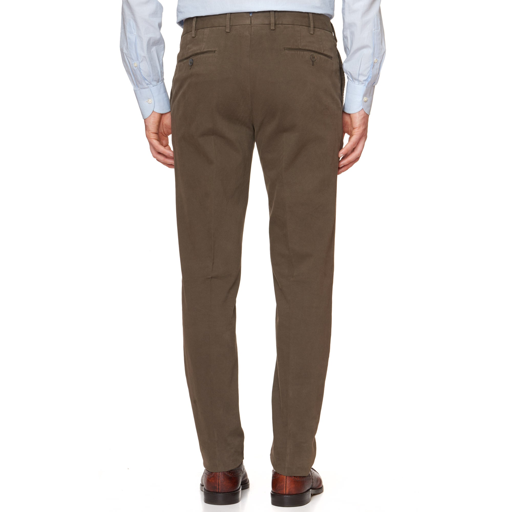 PT01 PANTALONI TORINO "Jacques" Dark Khaki Cotton Flat Front Pants NEW PT01 PANTALONI TORINO