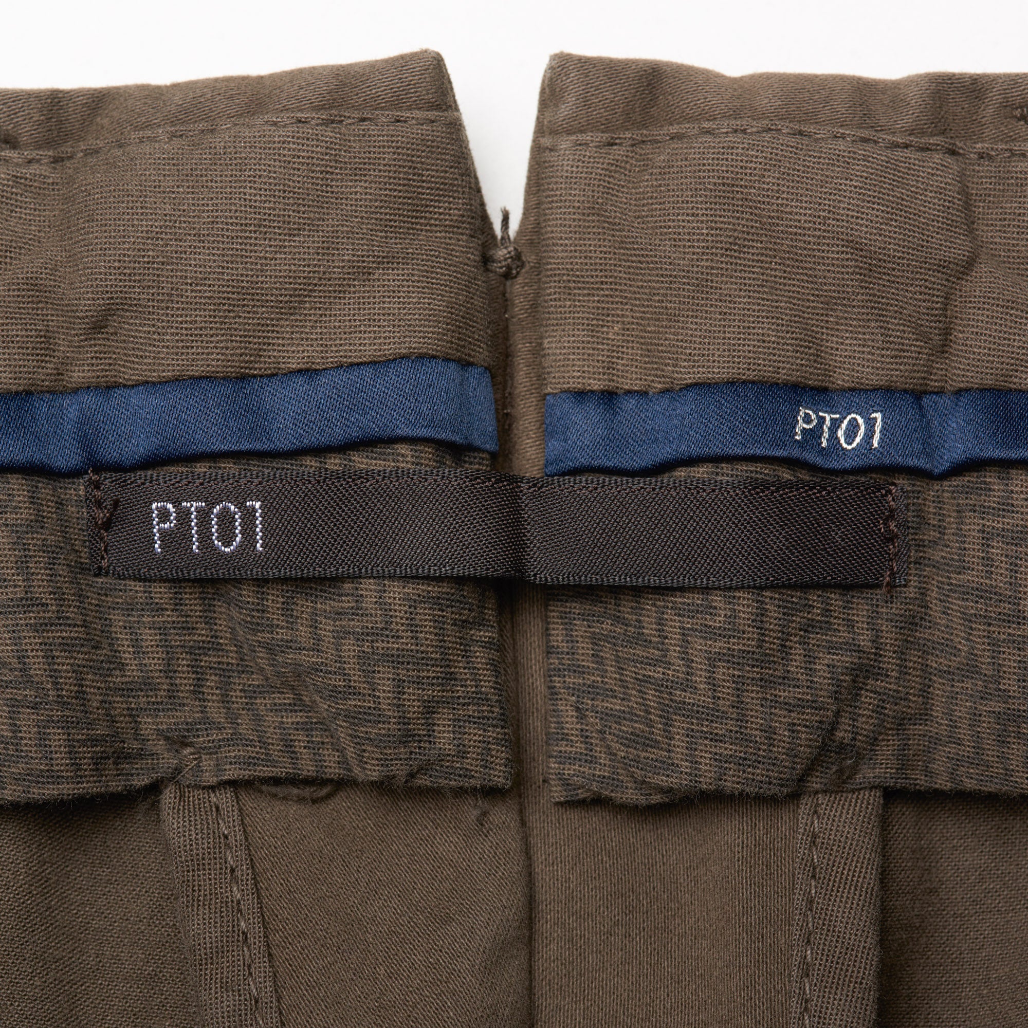 PT01 PANTALONI TORINO "Jacques" Dark Khaki Cotton Flat Front Pants NEW PT01 PANTALONI TORINO