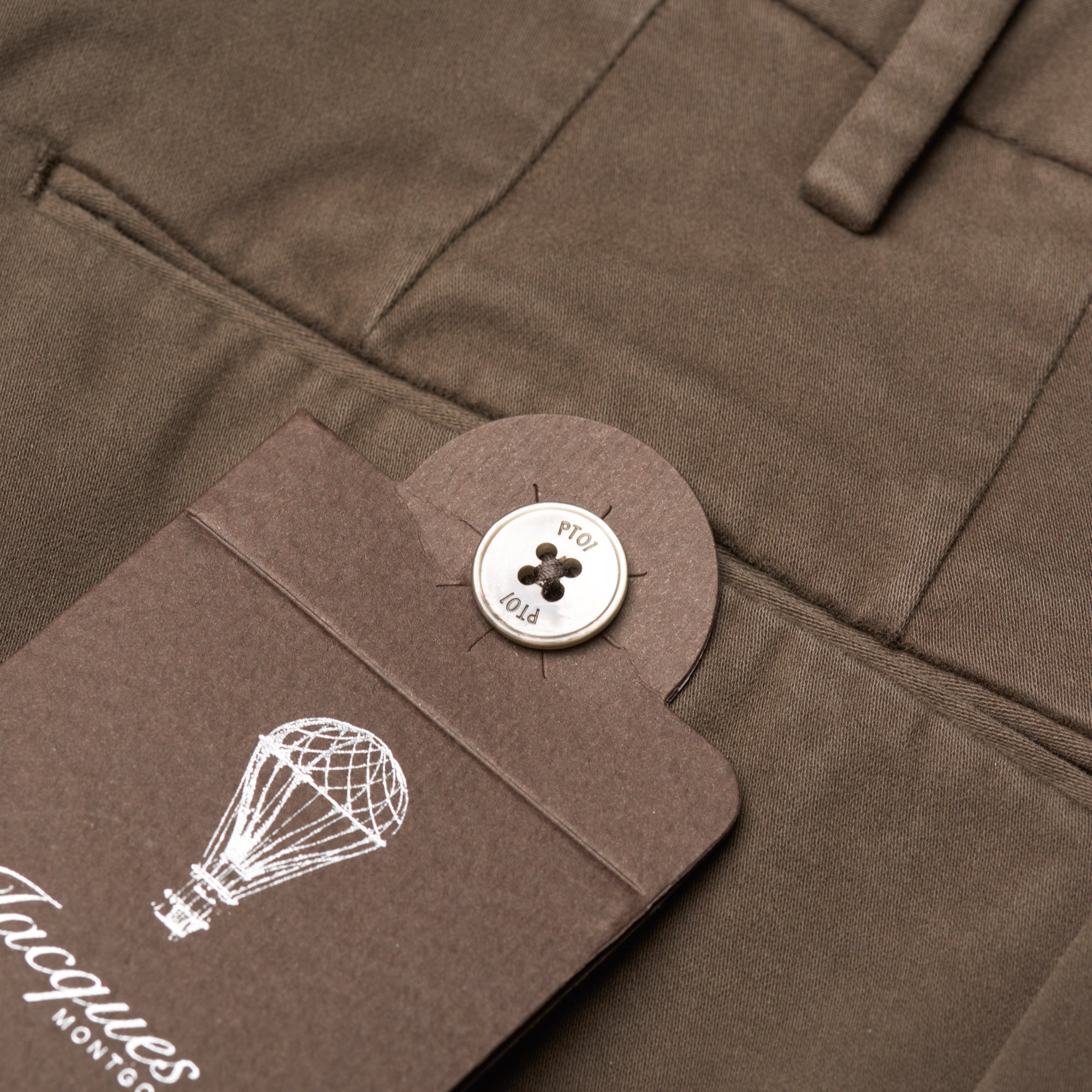 PT01 PANTALONI TORINO "Jacques" Dark Khaki Cotton Flat Front Pants NEW PT01 PANTALONI TORINO