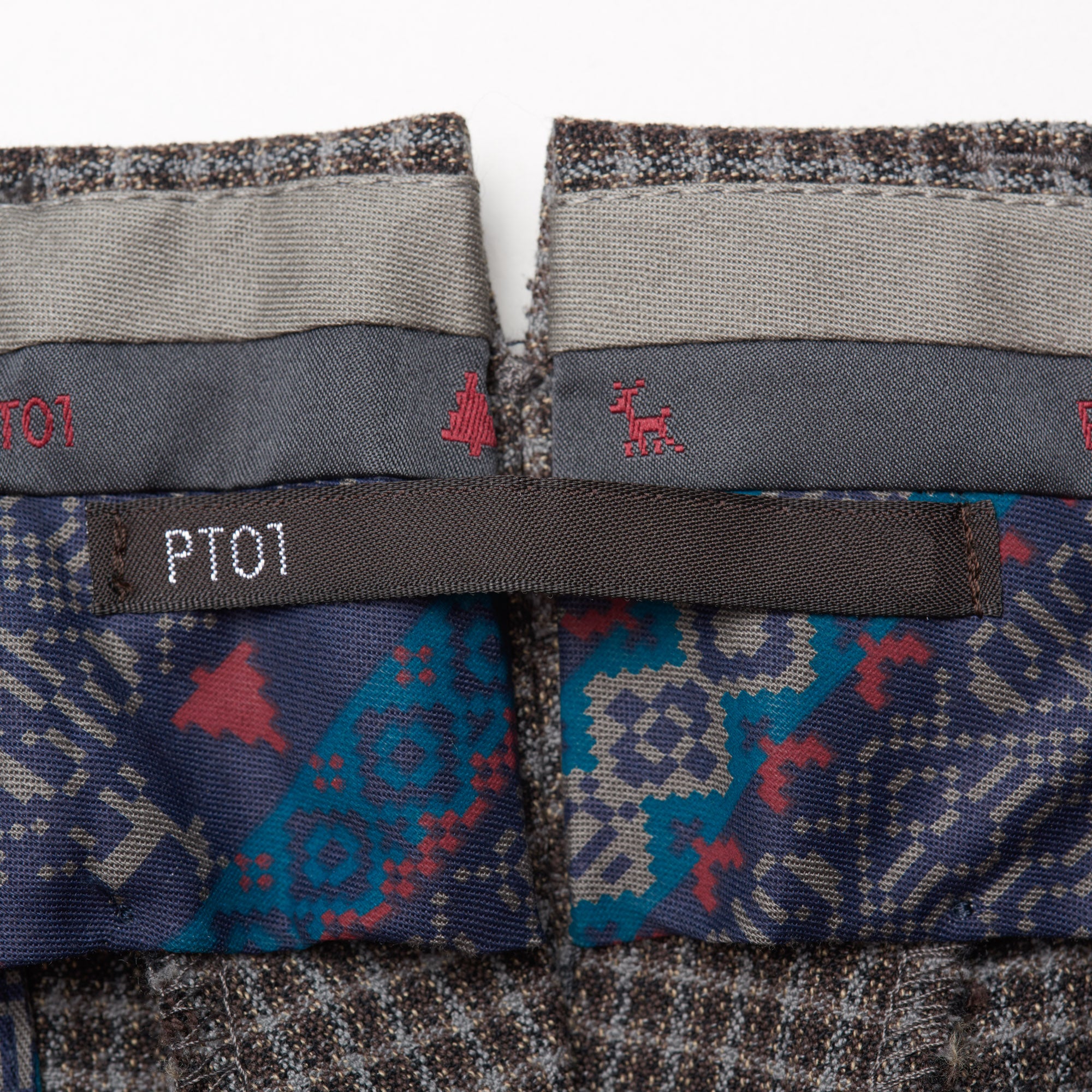 PT01 PANTALONI TORINO "Jacques" Gray Plaid Cotton Flat Front Pants NEW PT01 PANTALONI TORINO