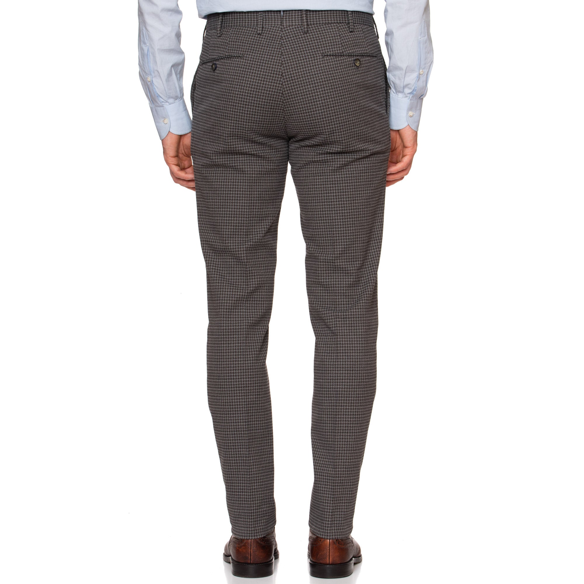 PT01 PANTALONI TORINO "Jacques" Gray Plaid Cotton Flat Front Pants NEW PT01 PANTALONI TORINO