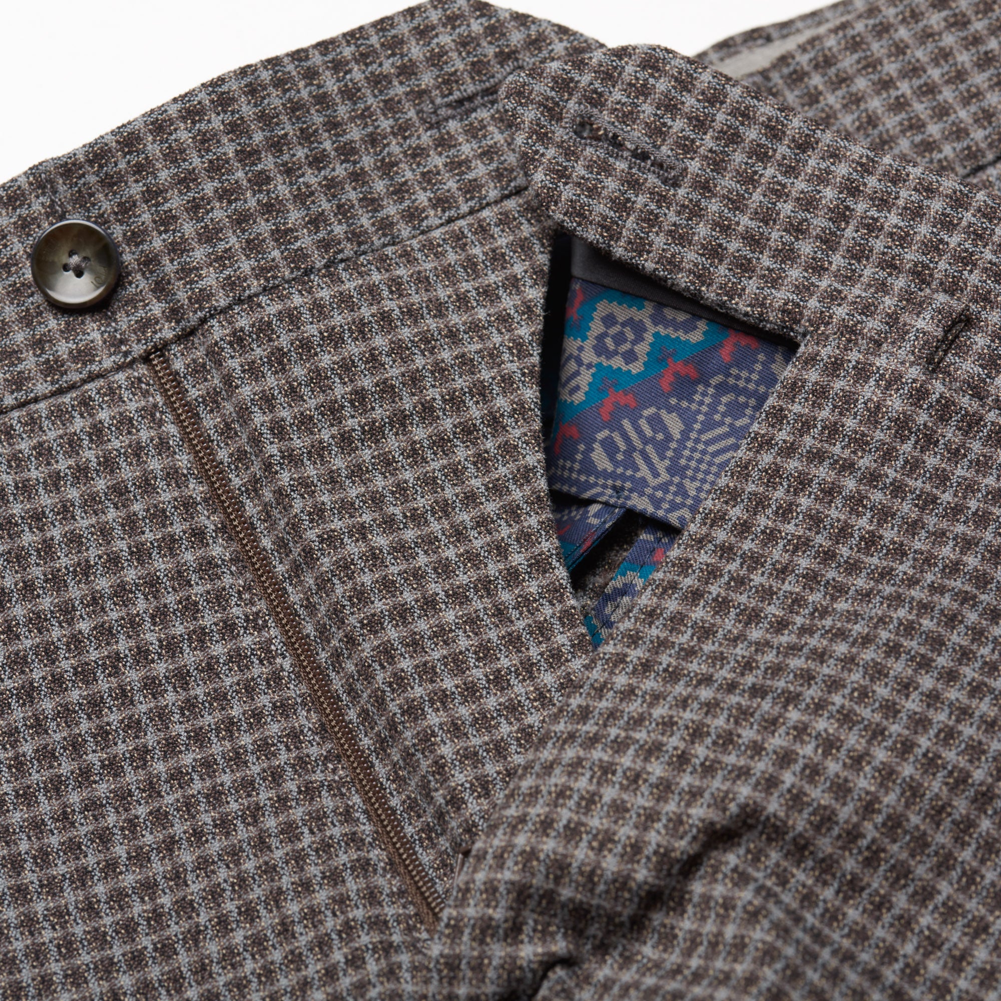 PT01 PANTALONI TORINO "Jacques" Gray Plaid Cotton Flat Front Pants NEW PT01 PANTALONI TORINO