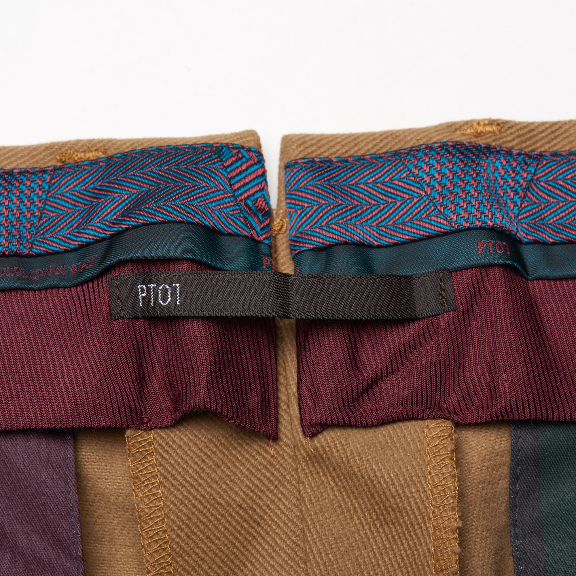 PT01 PANTALONI TORINO "Jacques" Tan Twill Cotton Flat Front Pants NEW PT01 PANTALONI TORINO